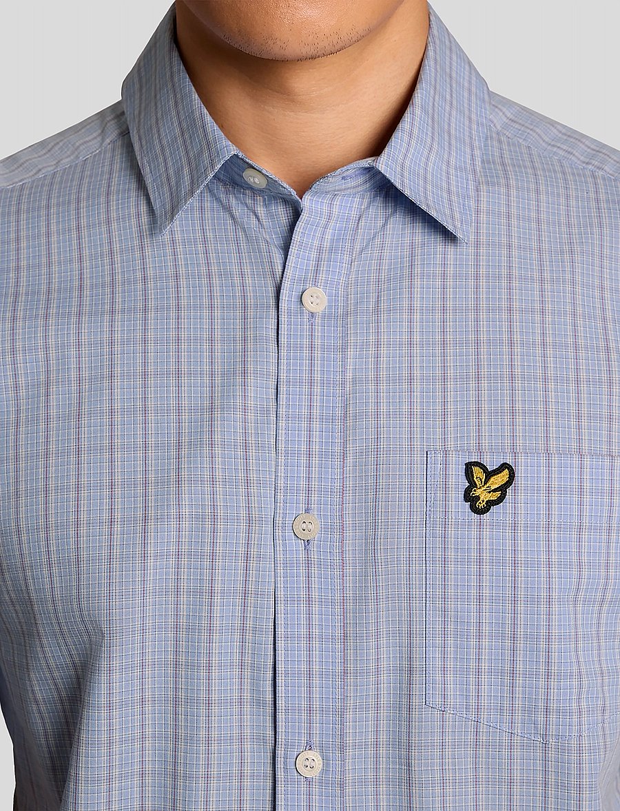 Lyle & Scott - Short Sleeve Grid Check Shirt - ruudulised särgid - chalk blue - 5