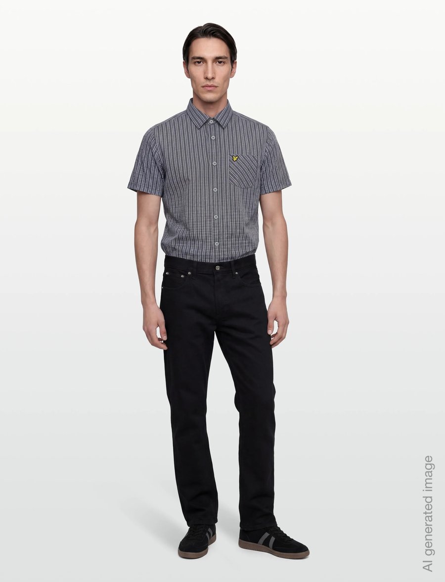 Lyle & Scott - Short Sleeve Grid Check Shirt - geruite overhemden - dark navy - 0