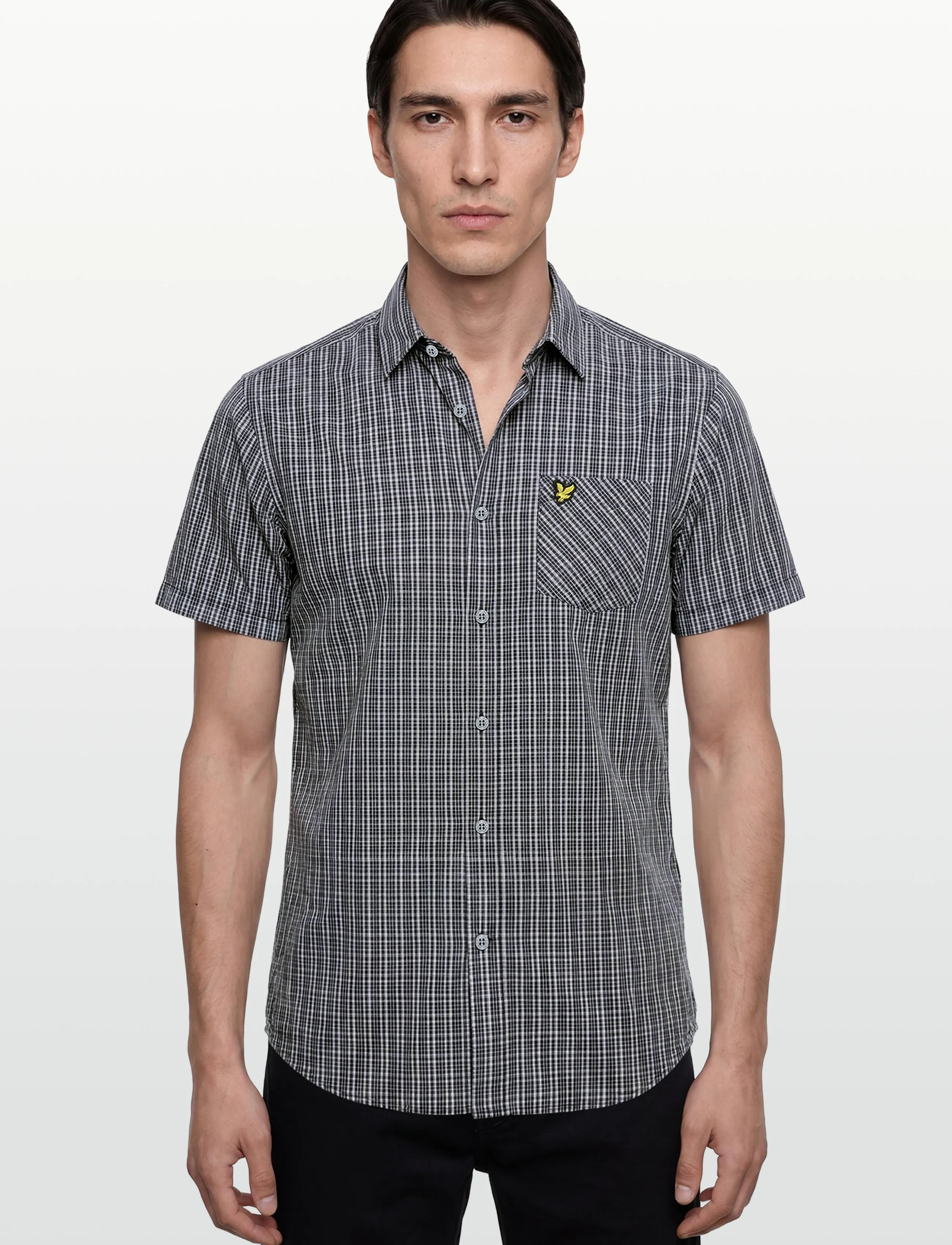 Lyle & Scott - Short Sleeve Grid Check Shirt - koszule w kratkę - dark navy - 3