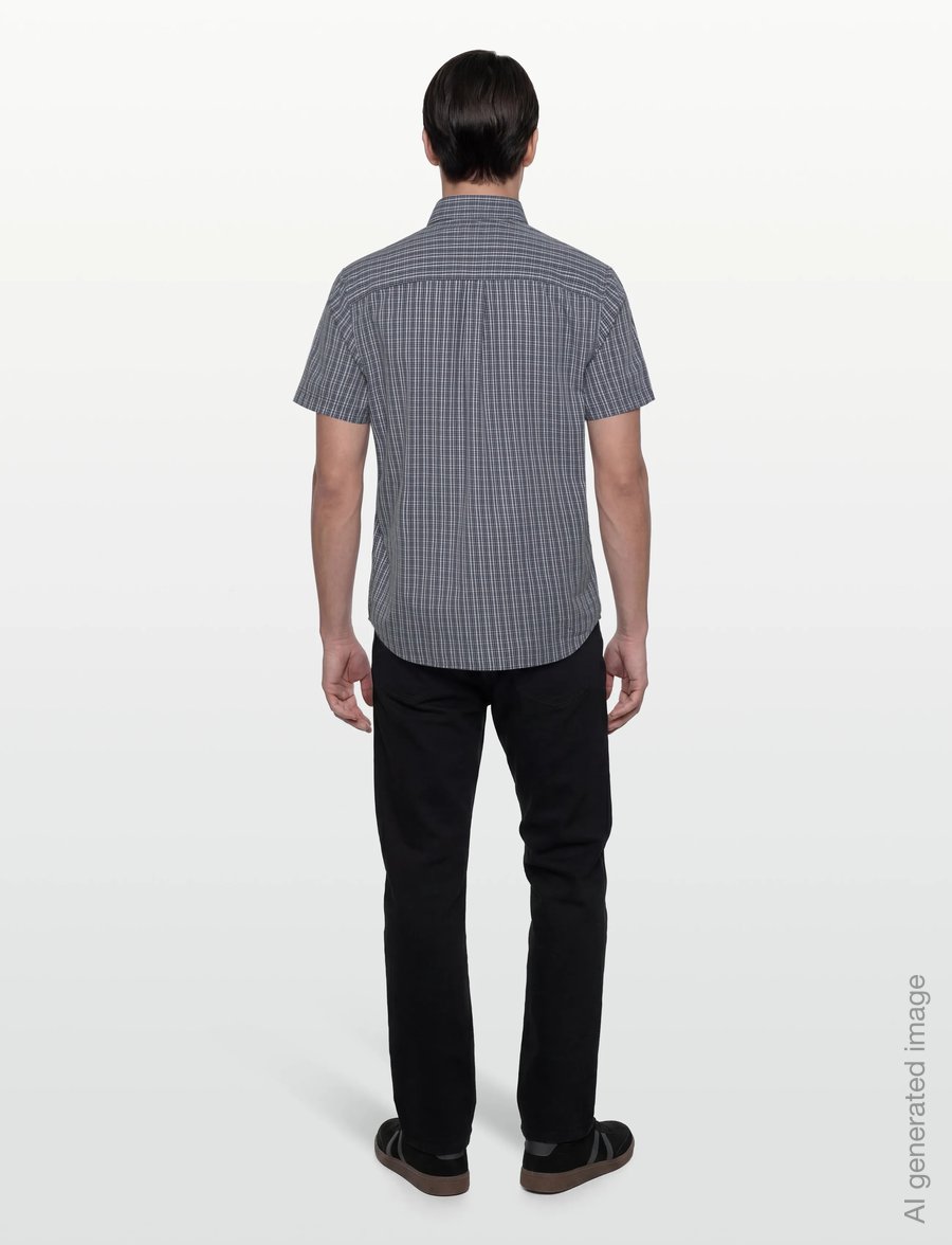 Lyle & Scott - Short Sleeve Grid Check Shirt - geruite overhemden - dark navy - 4