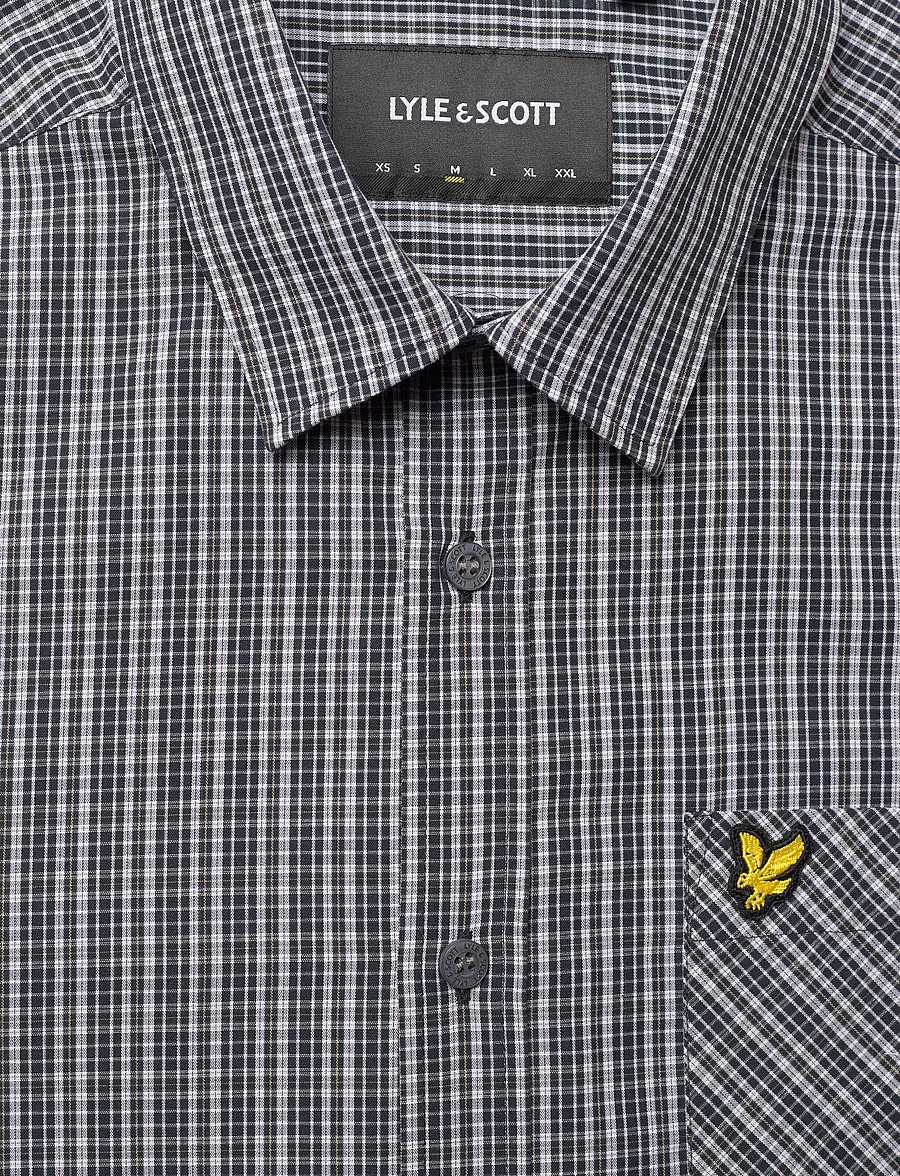 Lyle & Scott - Short Sleeve Grid Check Shirt - geruite overhemden - dark navy - 5