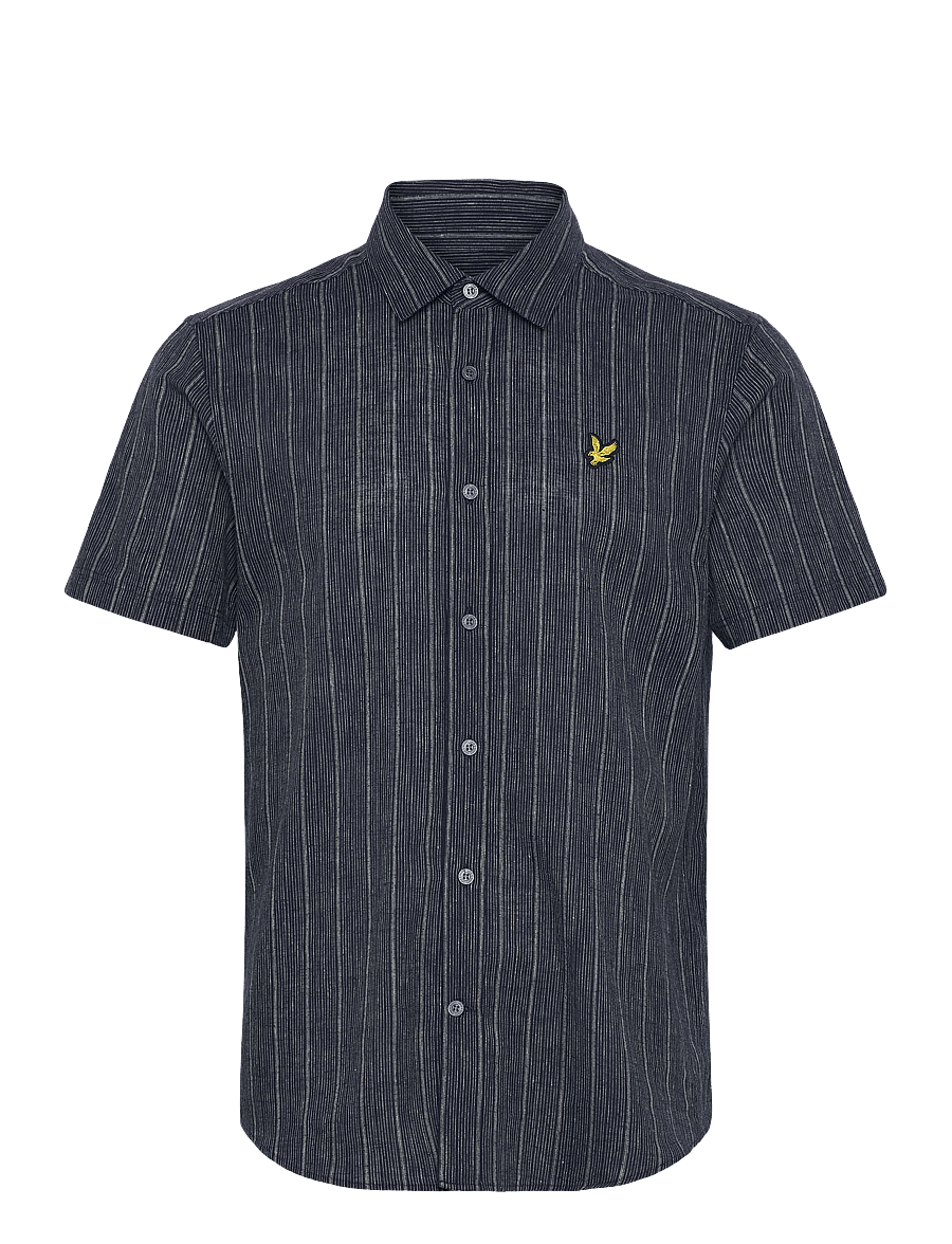 Lyle & Scott - Short Sleeve Ticking Stripe Shirt - gestreifte hemden - dark navy - 1