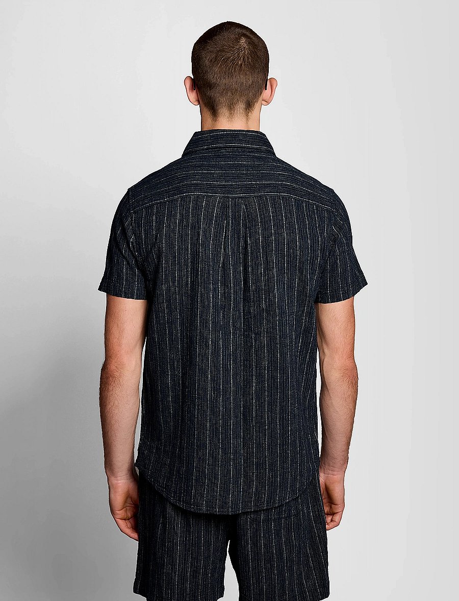 Lyle & Scott - Short Sleeve Ticking Stripe Shirt - gestreifte hemden - dark navy - 3