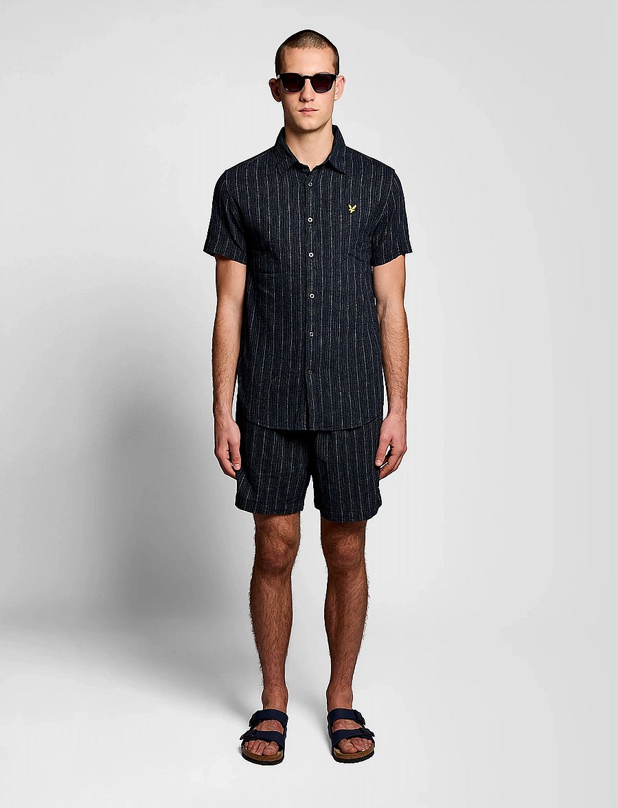 Lyle & Scott - Short Sleeve Ticking Stripe Shirt - gestreifte hemden - dark navy - 4