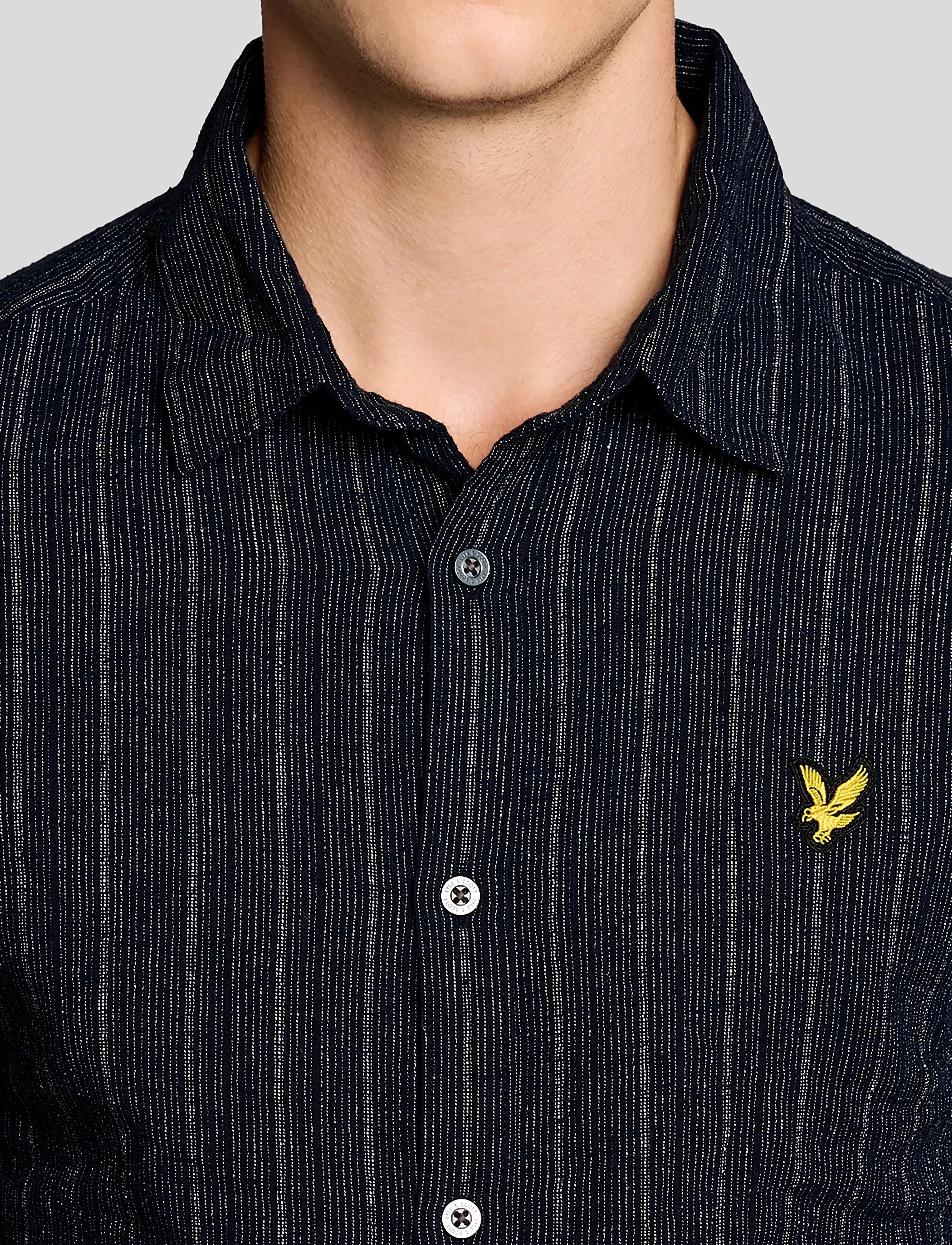 Lyle & Scott - Short Sleeve Ticking Stripe Shirt - striped shirts - dark navy - 5