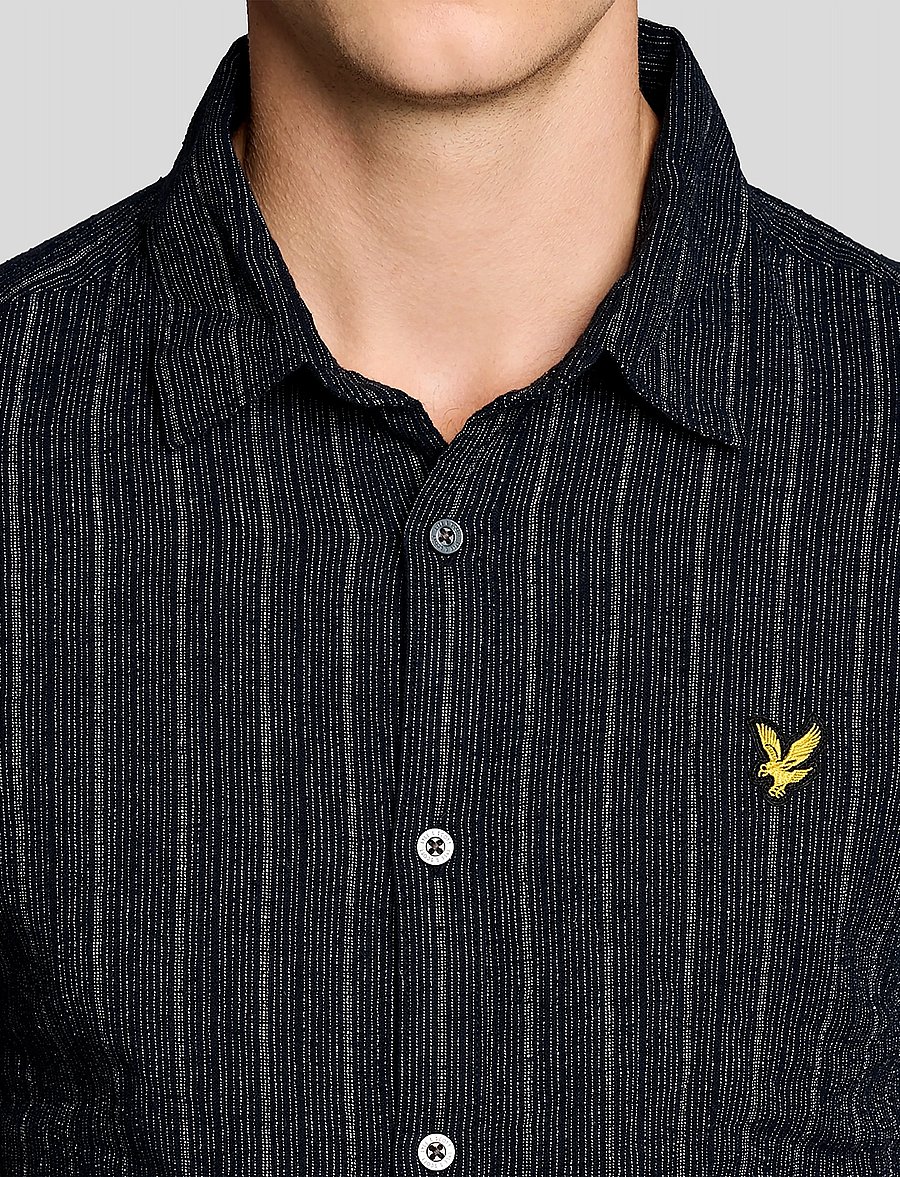 Lyle & Scott - Short Sleeve Ticking Stripe Shirt - gestreifte hemden - dark navy - 5