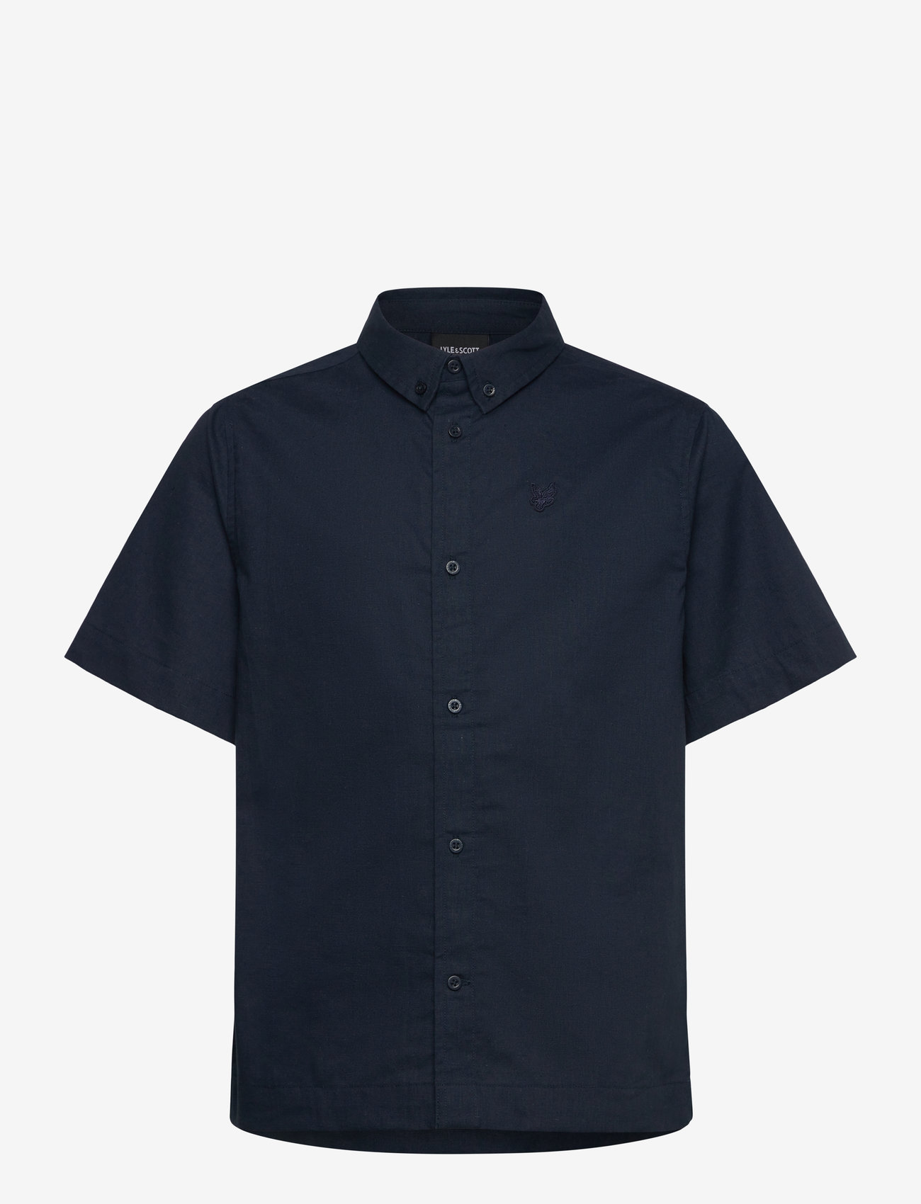 Lyle & Scott - Linen SS Shirt - short-sleeved shirts - z271 dark navy - 1
