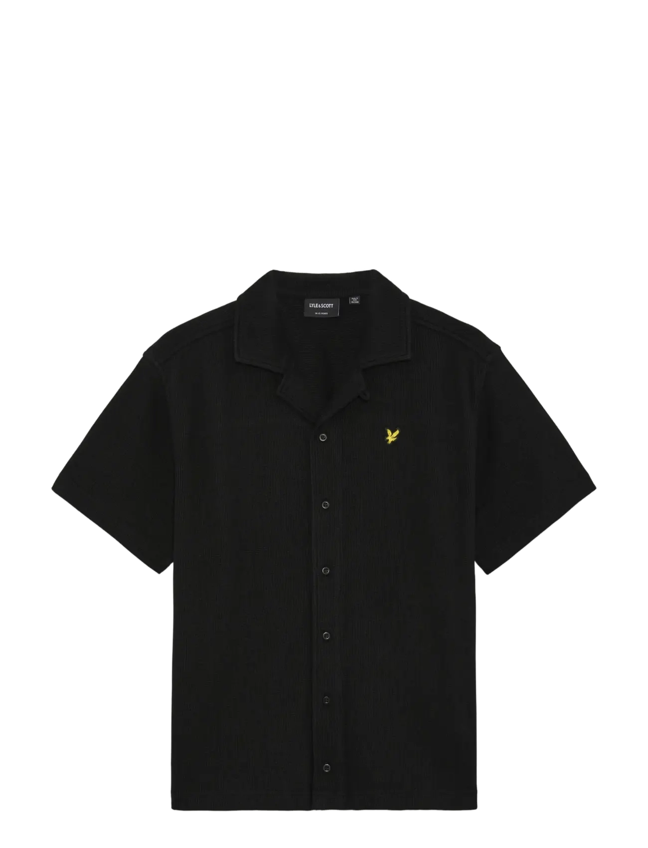 Lyle & Scott SS Waffle Shirt - Teens 9-14 år - Z865 JET BLACK / black