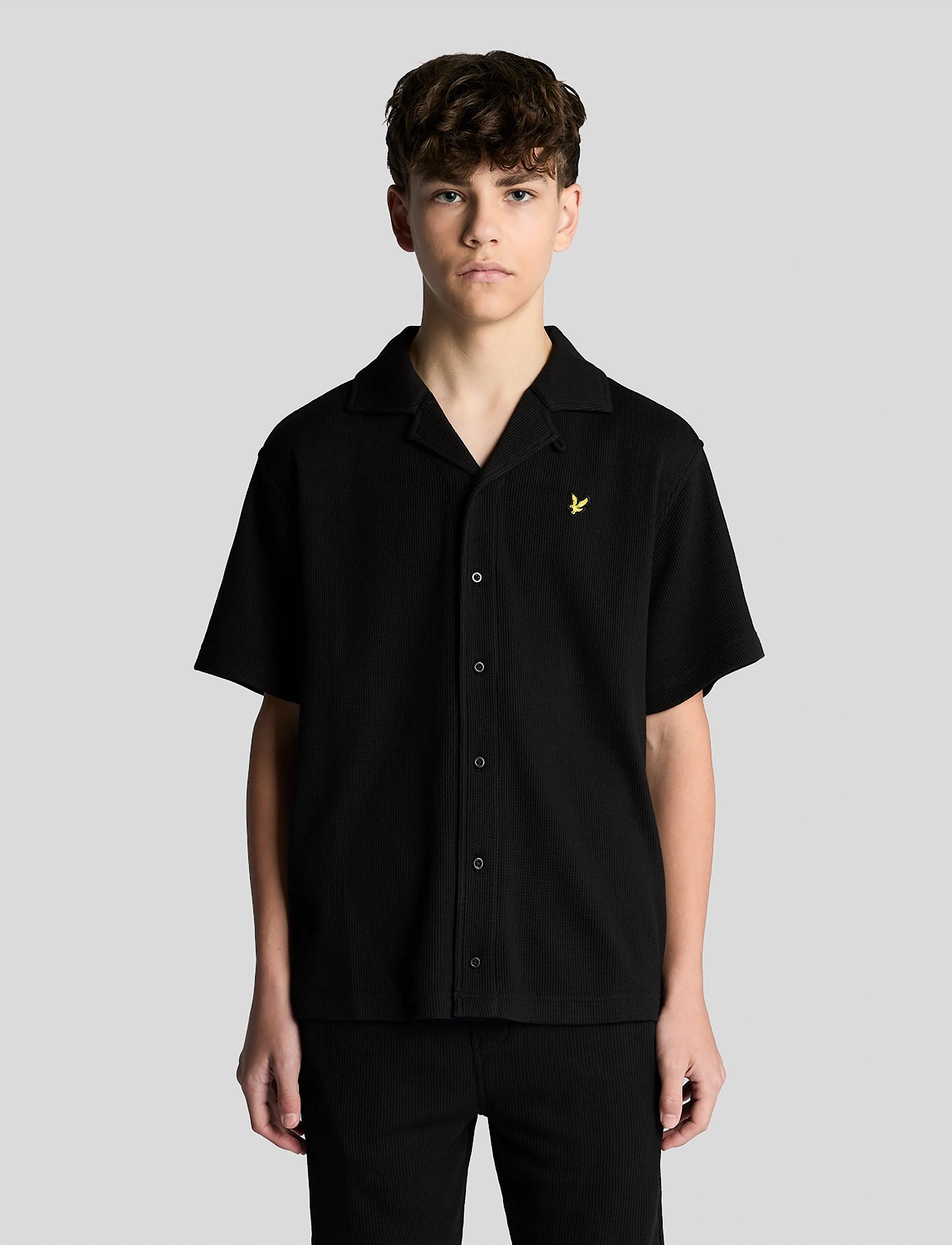 Lyle & Scott SS Waffle Shirt - Shirts - Z865 JET BLACK / black