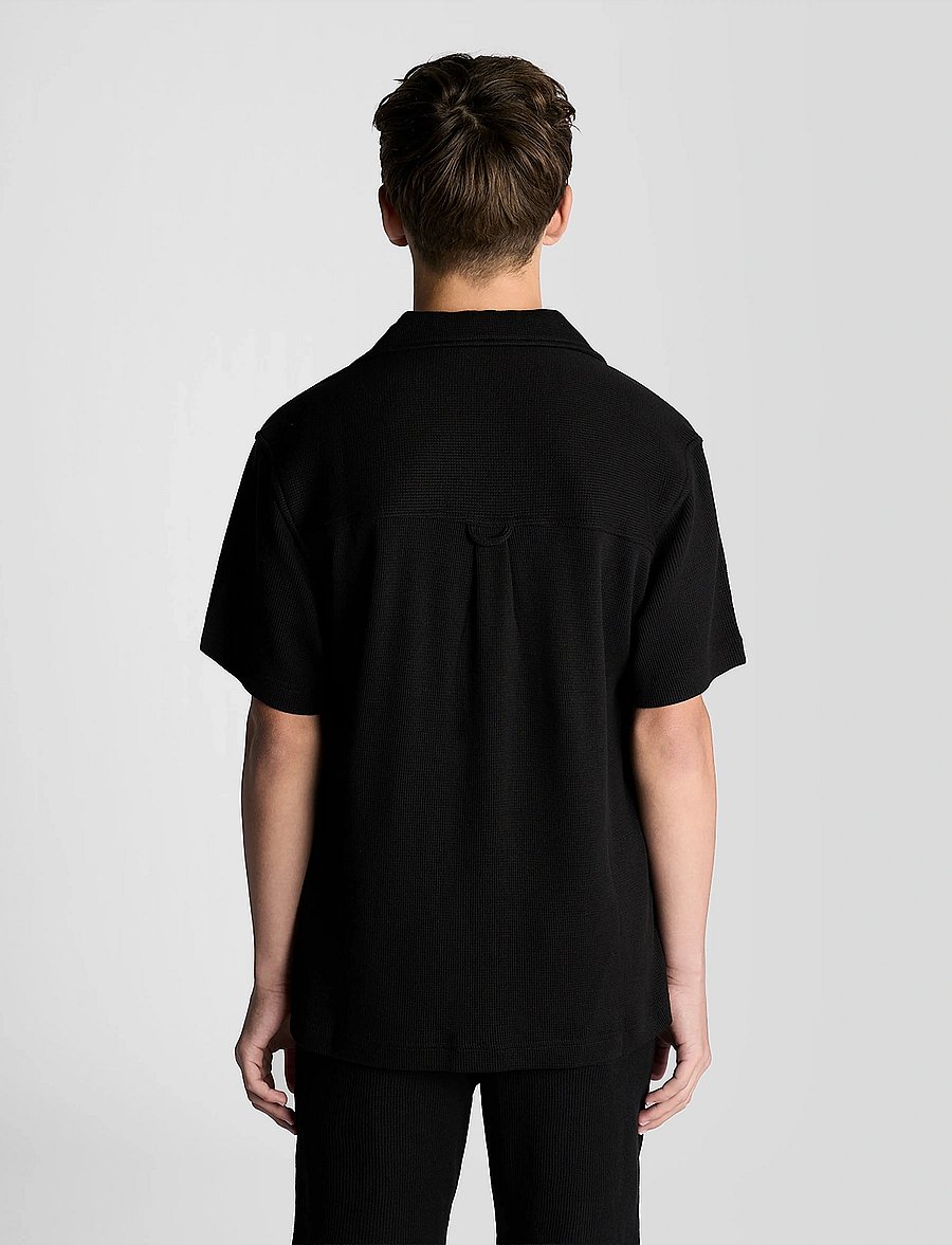 Lyle & Scott - SS Waffle Shirt - chemises à manches courtes - z865 jet black - 3