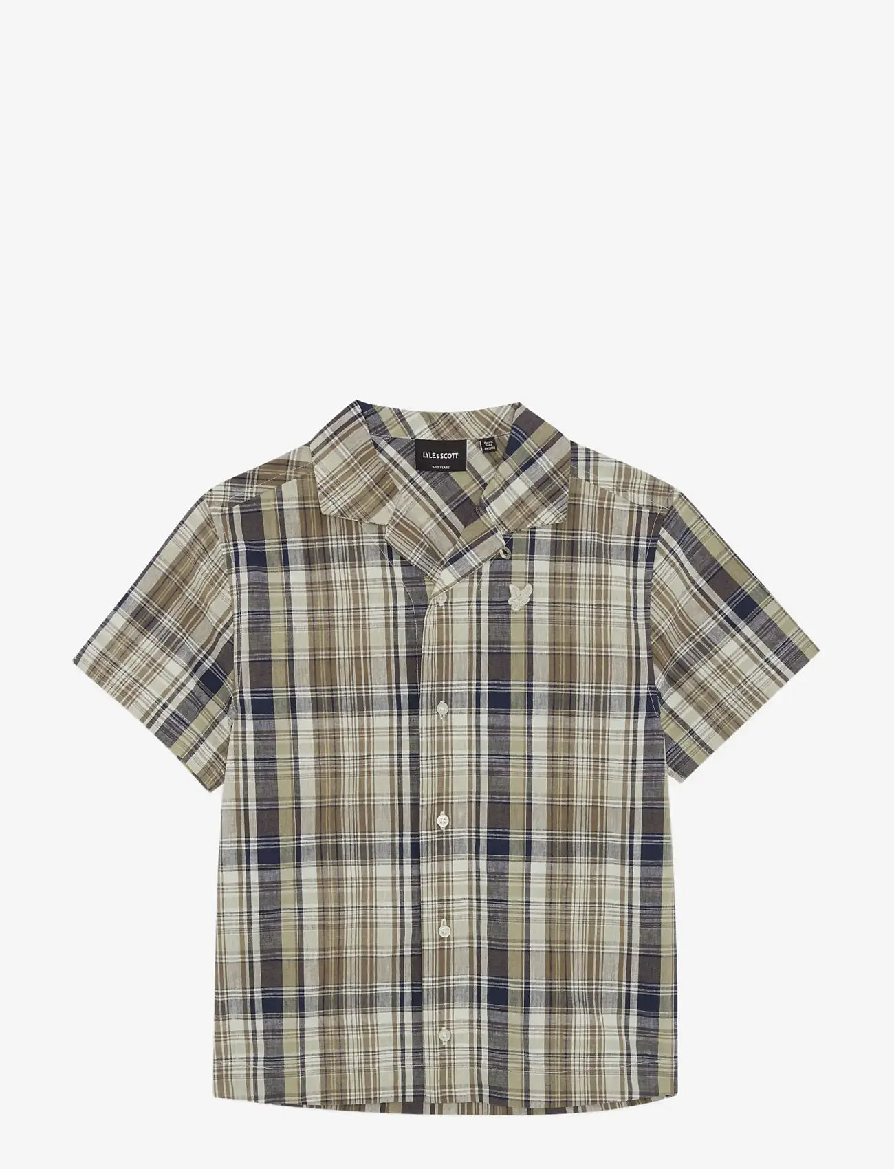 Lyle & Scott - SS Check Linen Blend Shirt - kortærmede skjorter - y119 herb green - 1