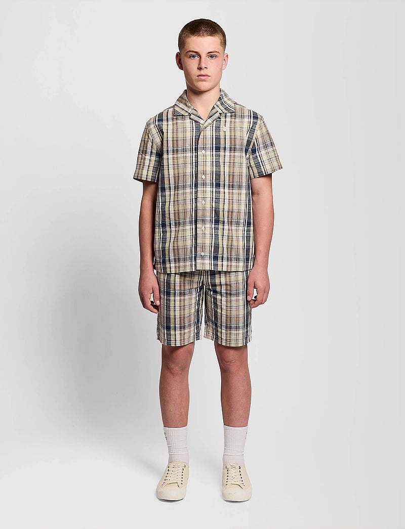 Lyle & Scott - SS Check Linen Blend Shirt - kurzärmlige hemden - y119 herb green - 2