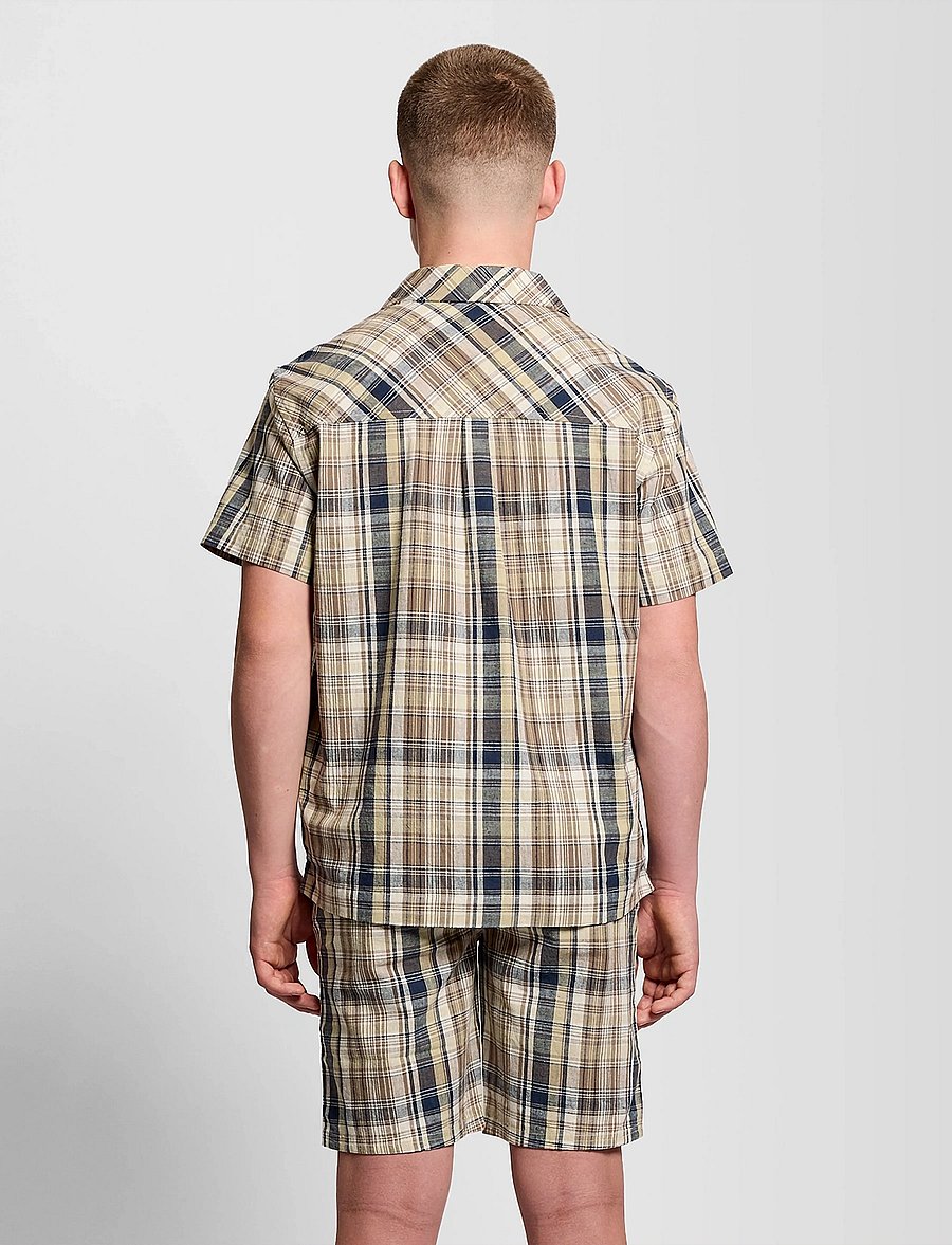 Lyle & Scott - SS Check Linen Blend Shirt - kurzärmlige hemden - y119 herb green - 3