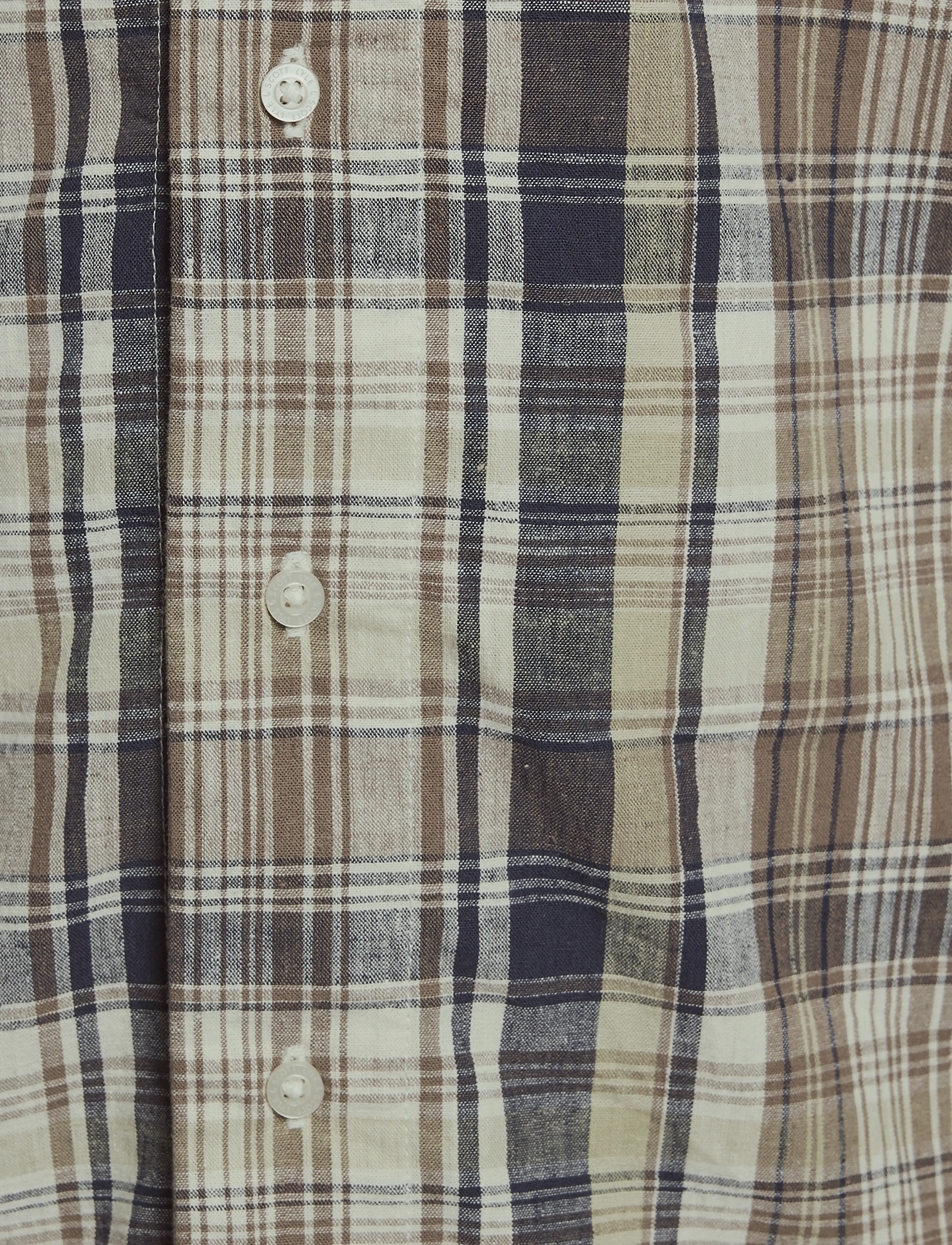 Lyle & Scott - SS Check Linen Blend Shirt - kurzärmlige hemden - y119 herb green - 5