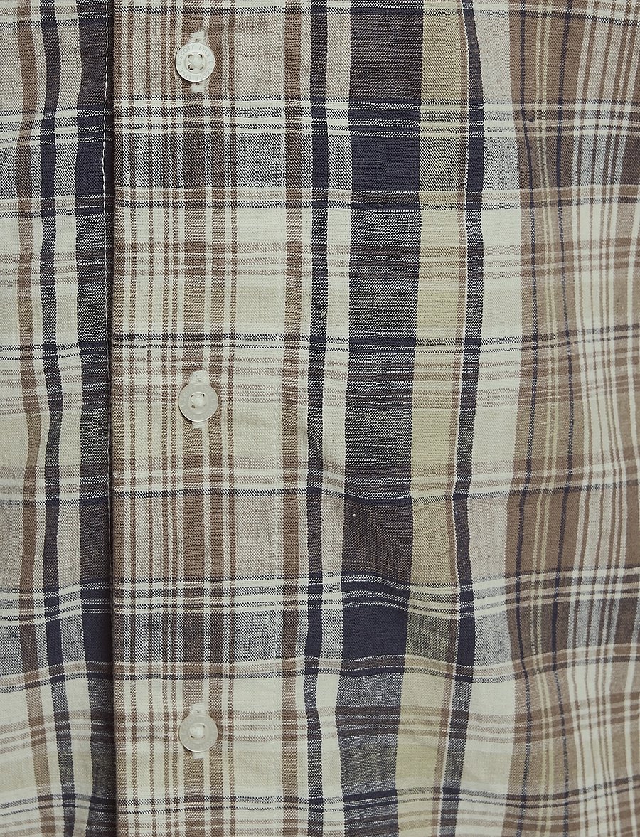Lyle & Scott - SS Check Linen Blend Shirt - kurzärmlige hemden - y119 herb green - 5