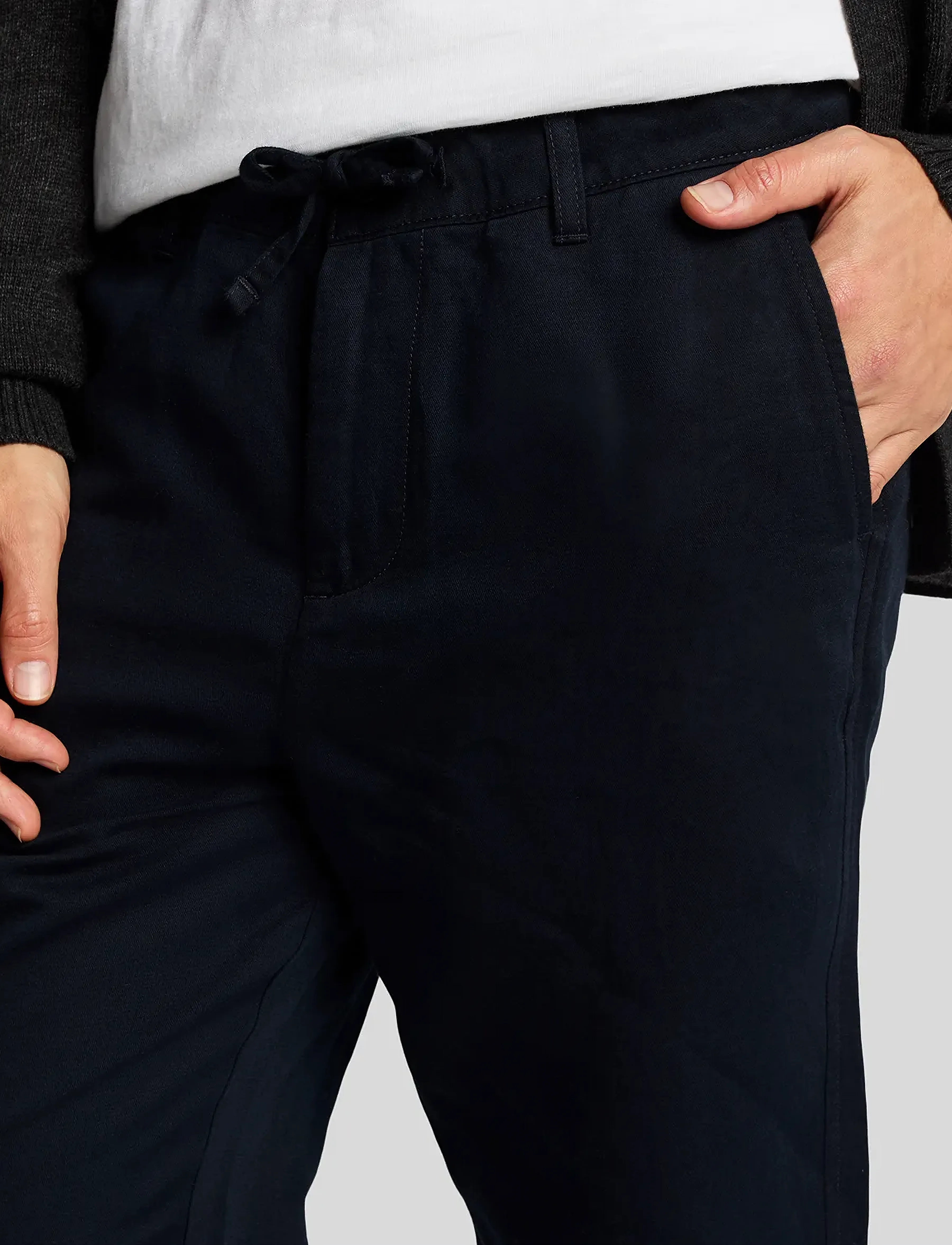 Lyle & Scott - Linen Blend Drawstring Trouser - linased püksid - z271 dark navy - 5
