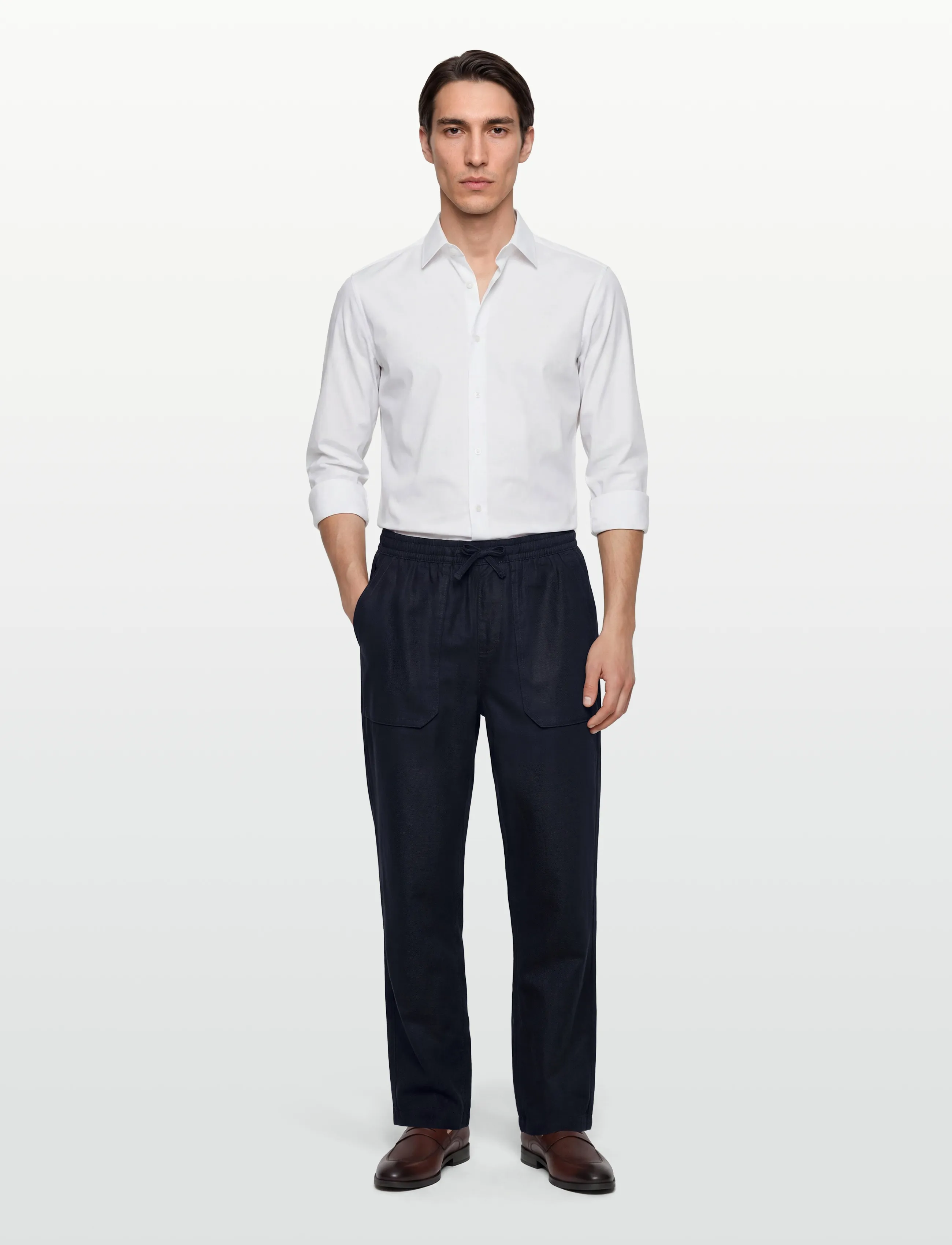 Lyle & Scott Linen Trousers, S, Marineblau - Männerswear