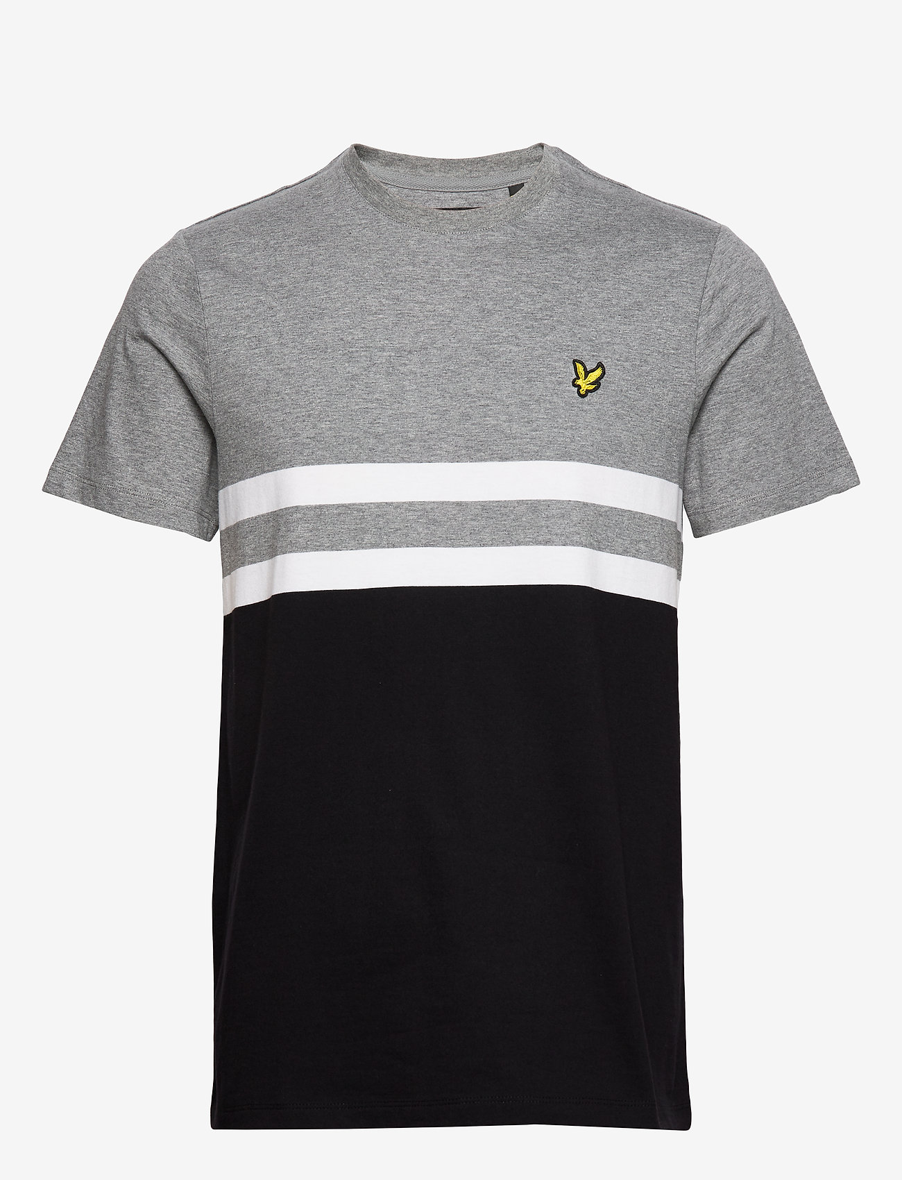 Lyle & Scott - Yoke Stripe T-Shirt - mid grey marl/ jet black - 0