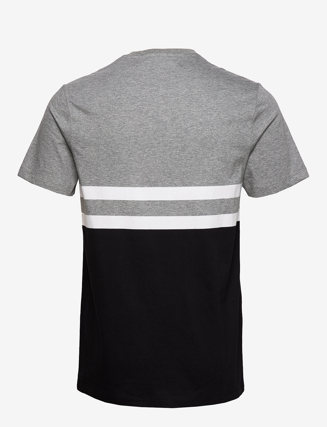 Lyle & Scott - Yoke Stripe T-Shirt - mid grey marl/ jet black - 1