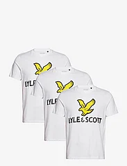 Lyle & Scott - 3 Pack Printed T-Shirt - laisvalaikio marškinėliai - white - 0