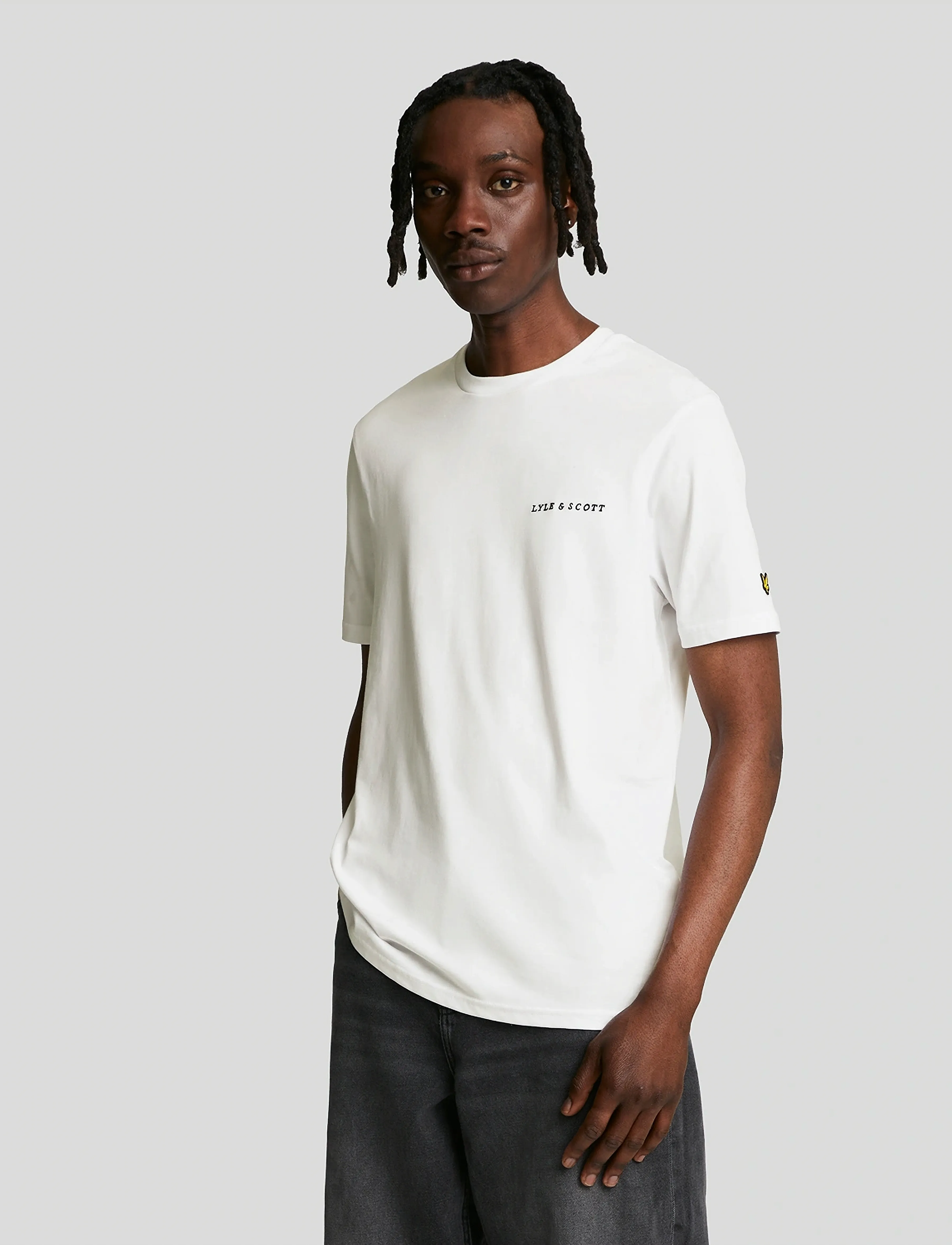 Lyle & Scott Embroidered T-Shirt - T-shirts - W104 WHITE/ JET BLACK / white
