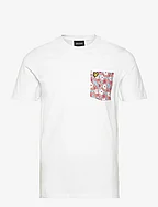 Floral Print Pocket T-Shirt - 626 WHITE