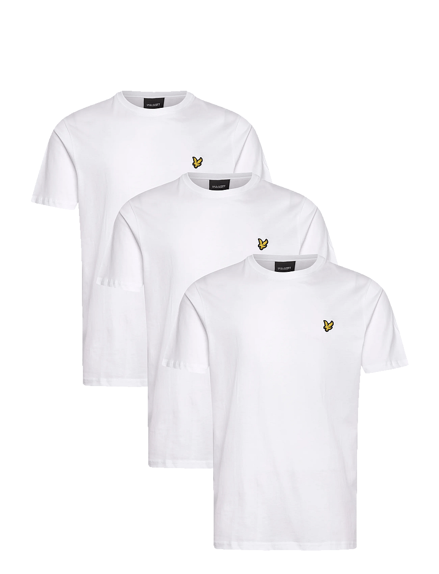 Lyle & Scott - 3-Pack Plain T-Shirt - kurzärmelige t-shirts - white - 0