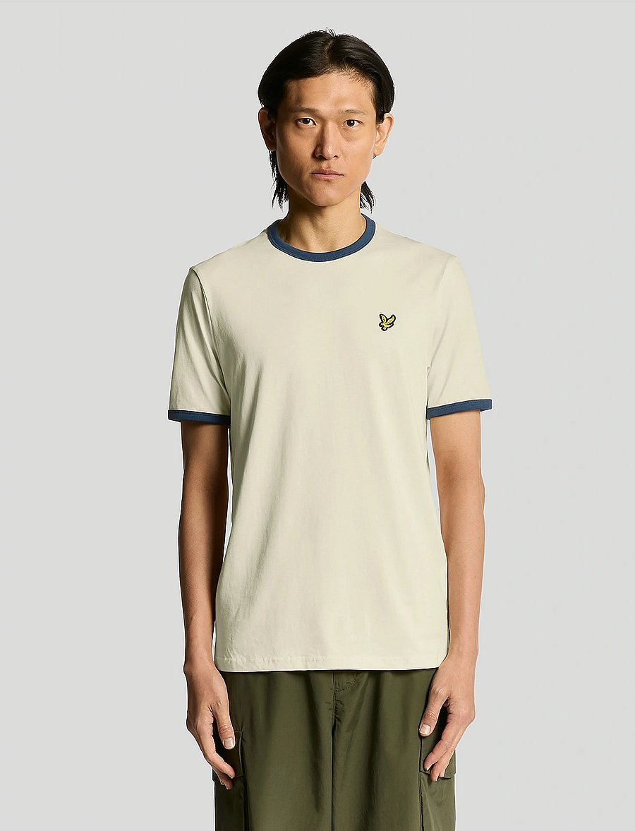 Lyle & Scott - Ringer T-shirt - kurzärmelig - x945 drop cloth/ sargasso sea - 0