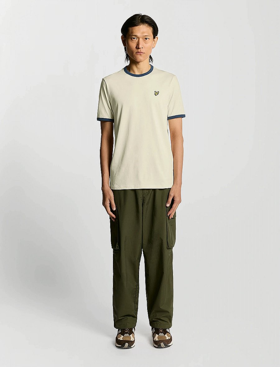 Lyle & Scott - Ringer T-shirt - kurzärmelig - x945 drop cloth/ sargasso sea - 4