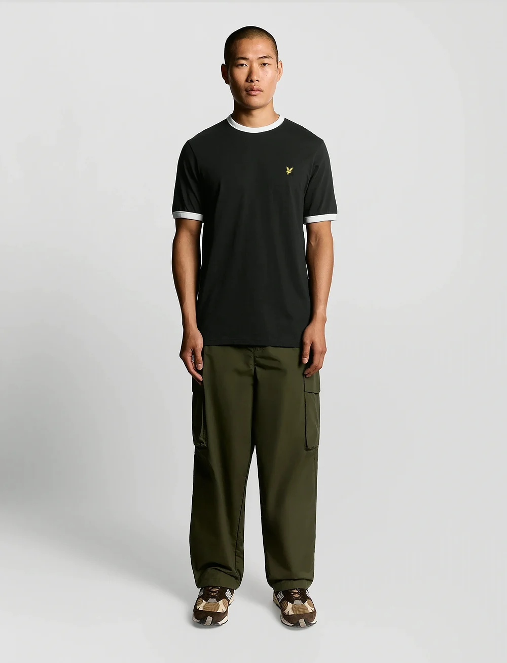 Lyle & Scott - Ringer T-shirt - t-krekli ar īsām piedurknēm - w189 jet black/ white - 4