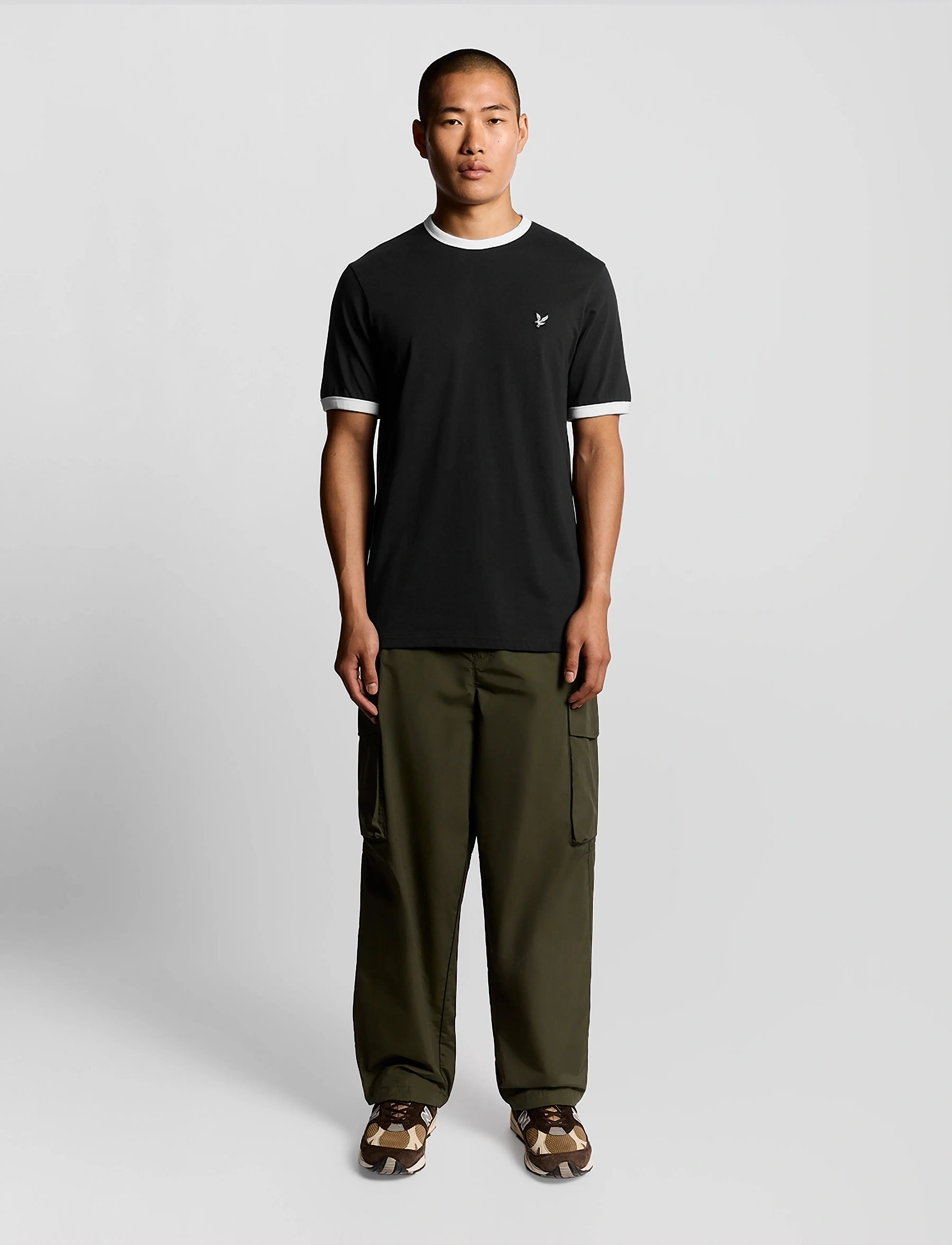 Lyle & Scott - Ringer T-shirt - kortærmede t-shirts - w189 jet black/ white - 5