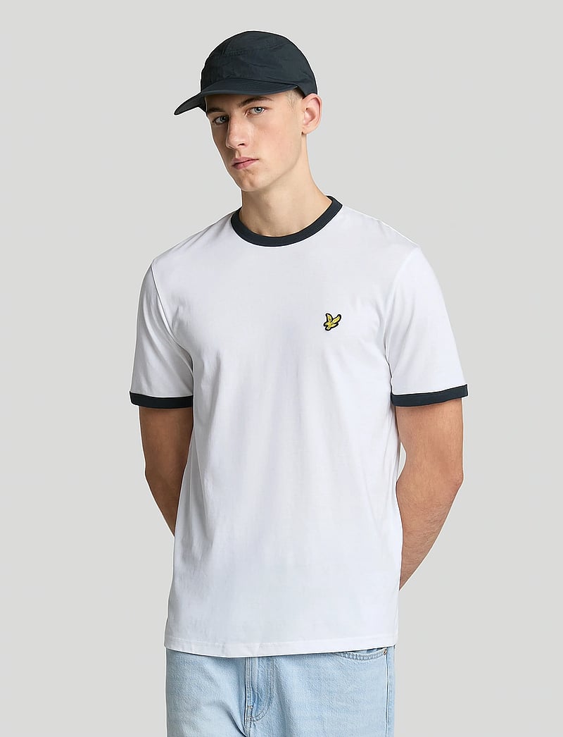 Lyle & Scott - Ringer T-shirt - kortärmade t-shirts - x187 white/ dark navy - 0