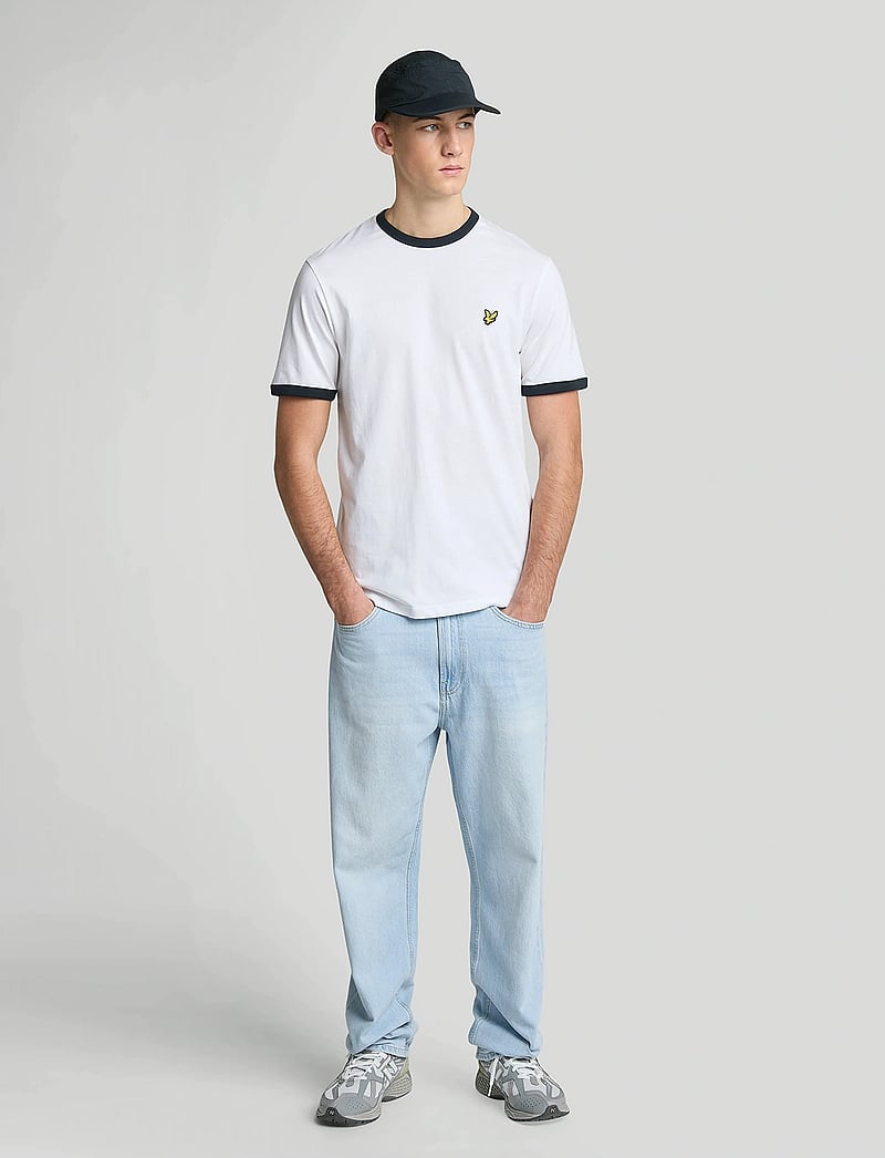 Lyle & Scott - Ringer T-shirt - kortärmade t-shirts - x187 white/ dark navy - 4