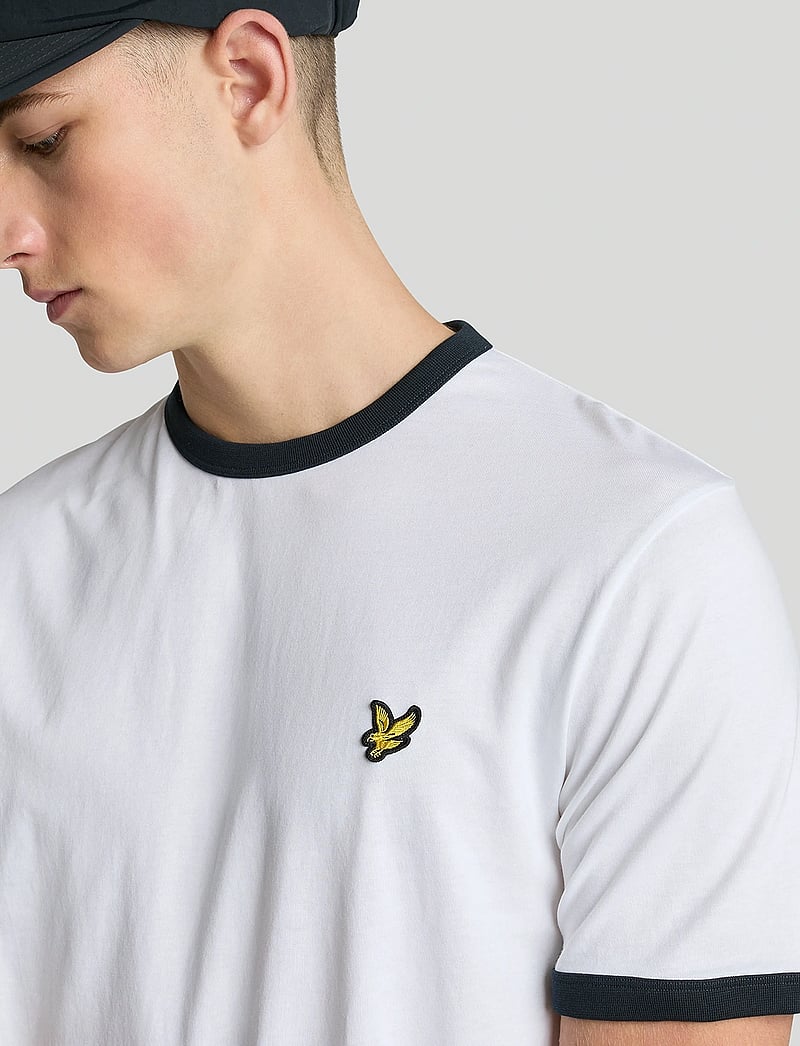Lyle & Scott - Ringer T-shirt - kortärmade t-shirts - x187 white/ dark navy - 5