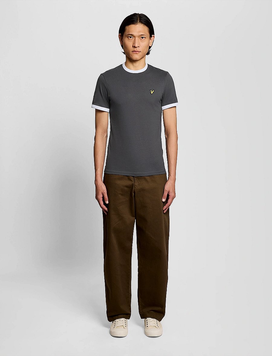 Lyle & Scott - Ringer T-shirt - kurzärmelig - x361 gunmetal/ white - 4