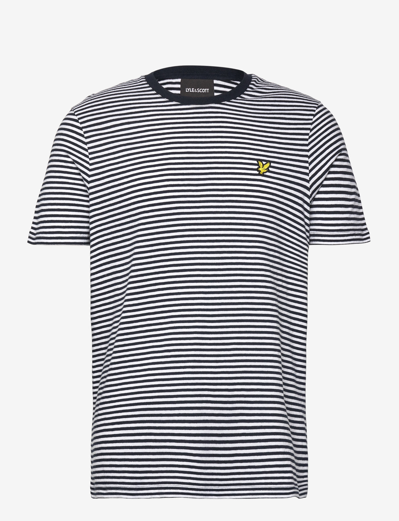 Lyle & Scott - Linen Blend Breton Stripe T-Shirt - kortärmade t-shirts - w403 dark navy/ white - 1