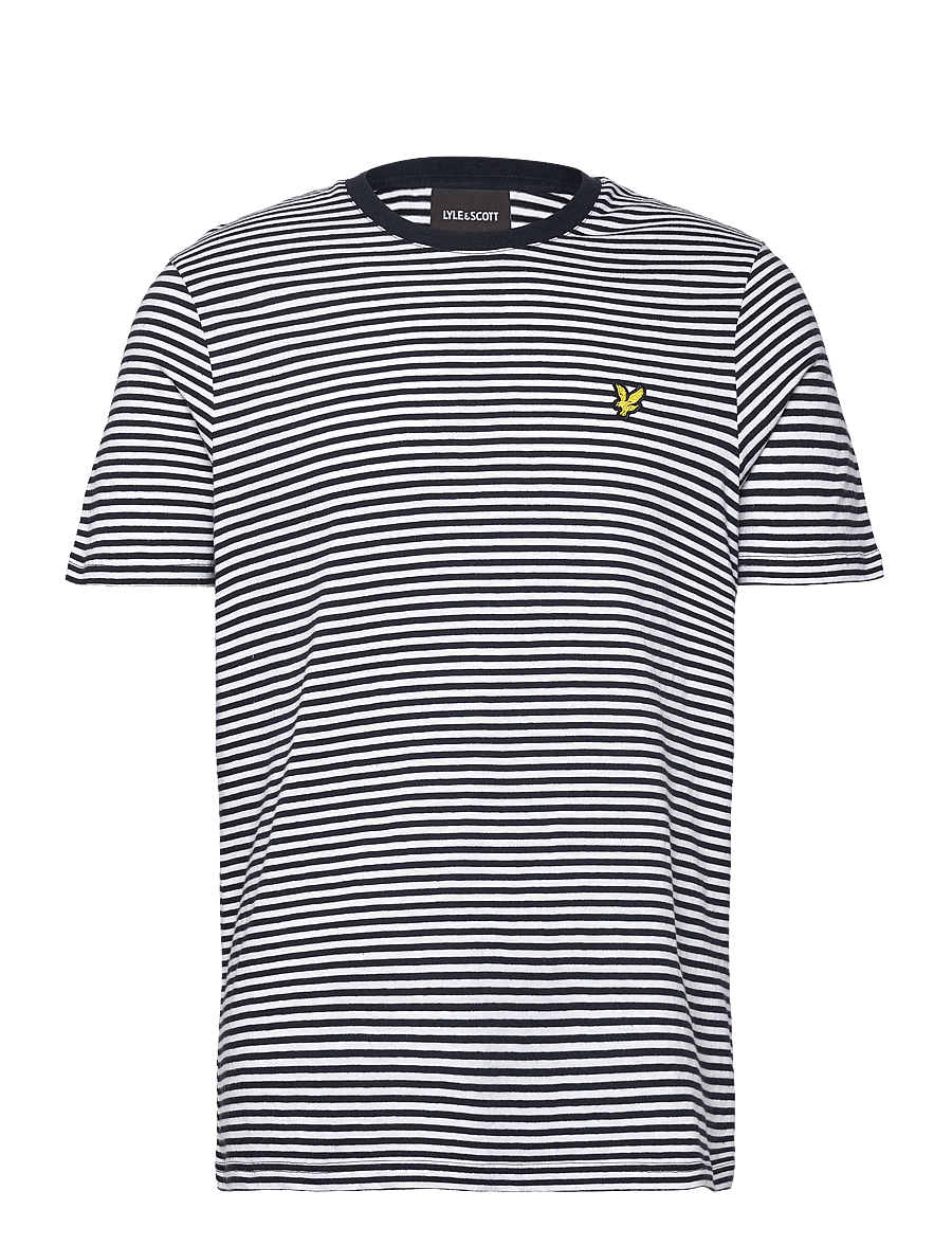 Lyle & Scott - Linen Blend Breton Stripe T-Shirt - kurzärmelig - w403 dark navy/ white - 1