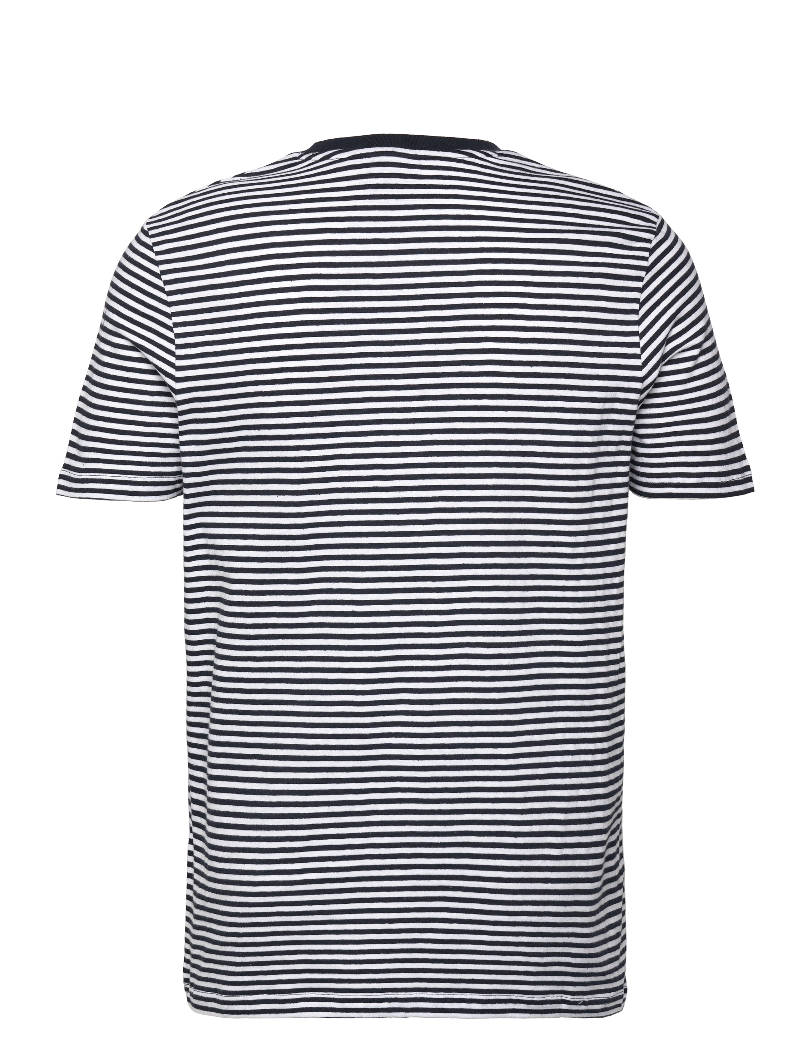 Lyle & Scott - Linen Blend Breton Stripe T-Shirt - kortærmede t-shirts - w403 dark navy/ white - 2