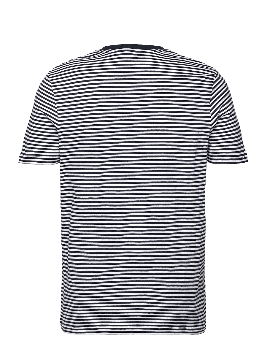 Lyle & Scott - Linen Blend Breton Stripe T-Shirt - kurzärmelig - w403 dark navy/ white - 2