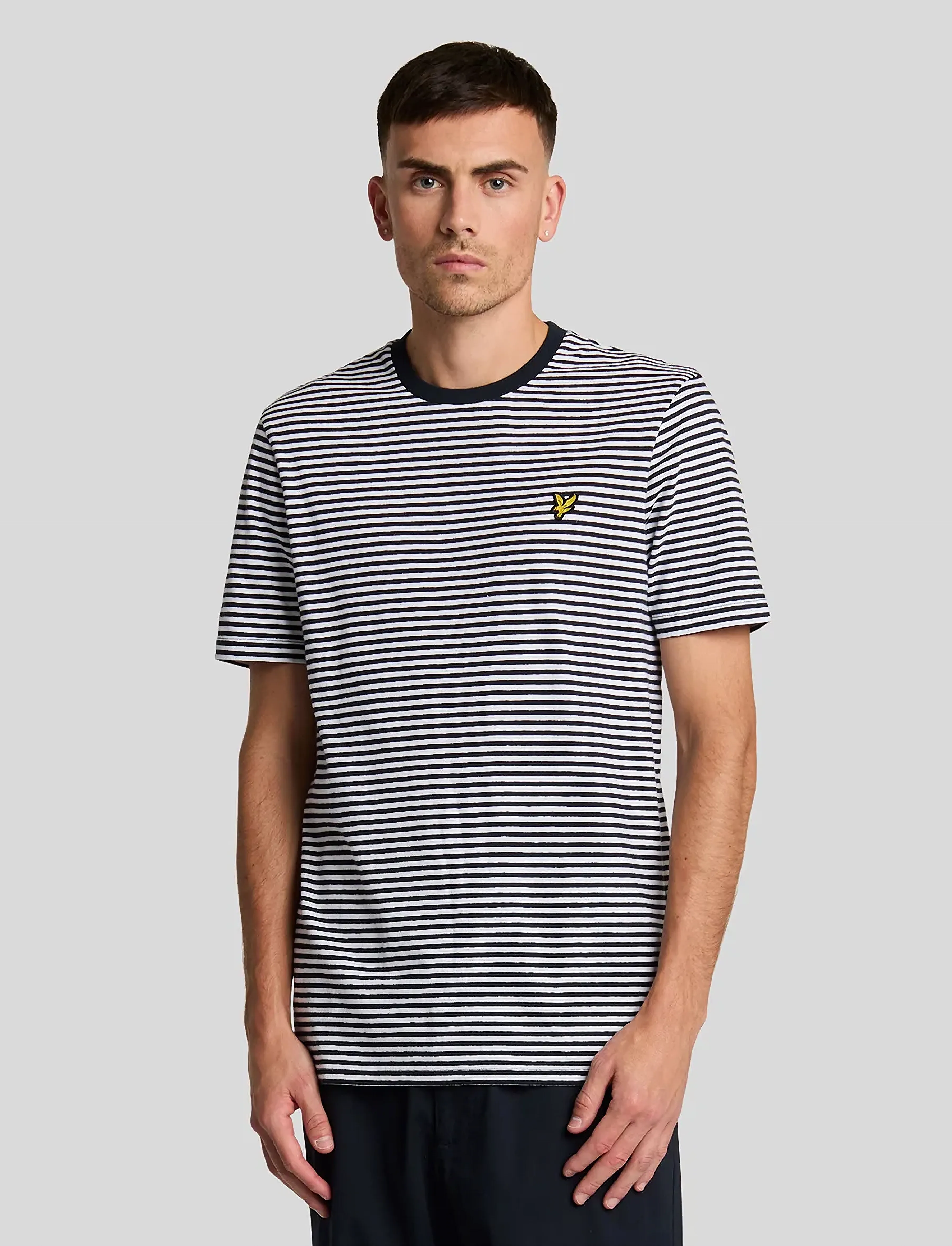 Lyle & Scott Linen Blend Breton Stripe T-Shirt - 4 for 3 - W403 DARK NAVY/ WHITE / multi