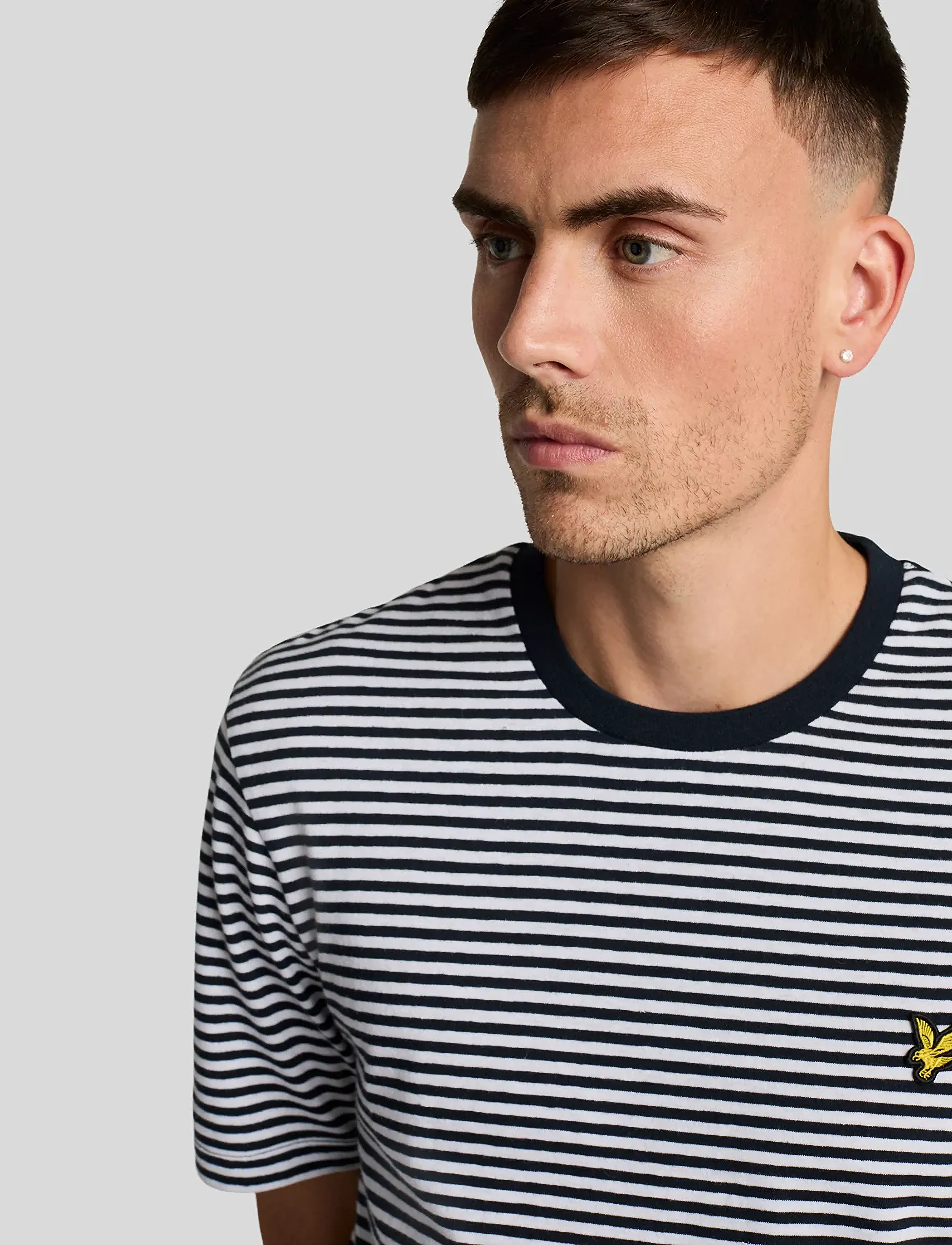 Lyle & Scott - Linen Blend Breton Stripe T-Shirt - kortærmede t-shirts - w403 dark navy/ white - 4