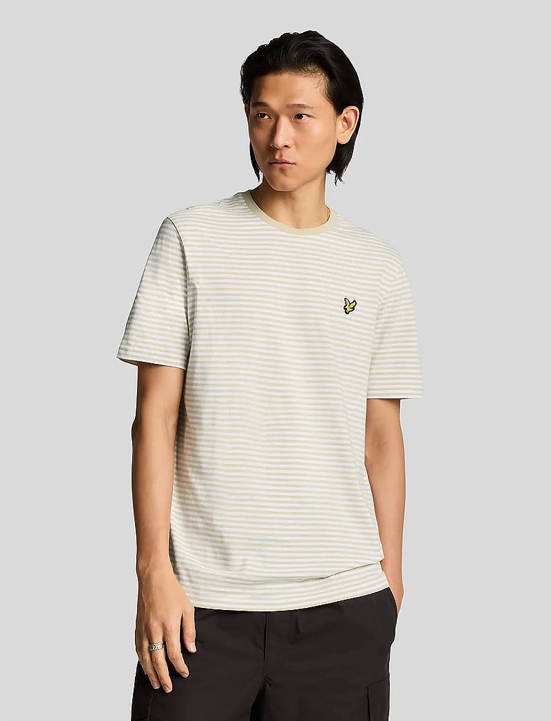 Lyle & Scott - Linen Blend Breton Stripe T-Shirt - kortärmade t-shirts - x675 luna/ white - 0