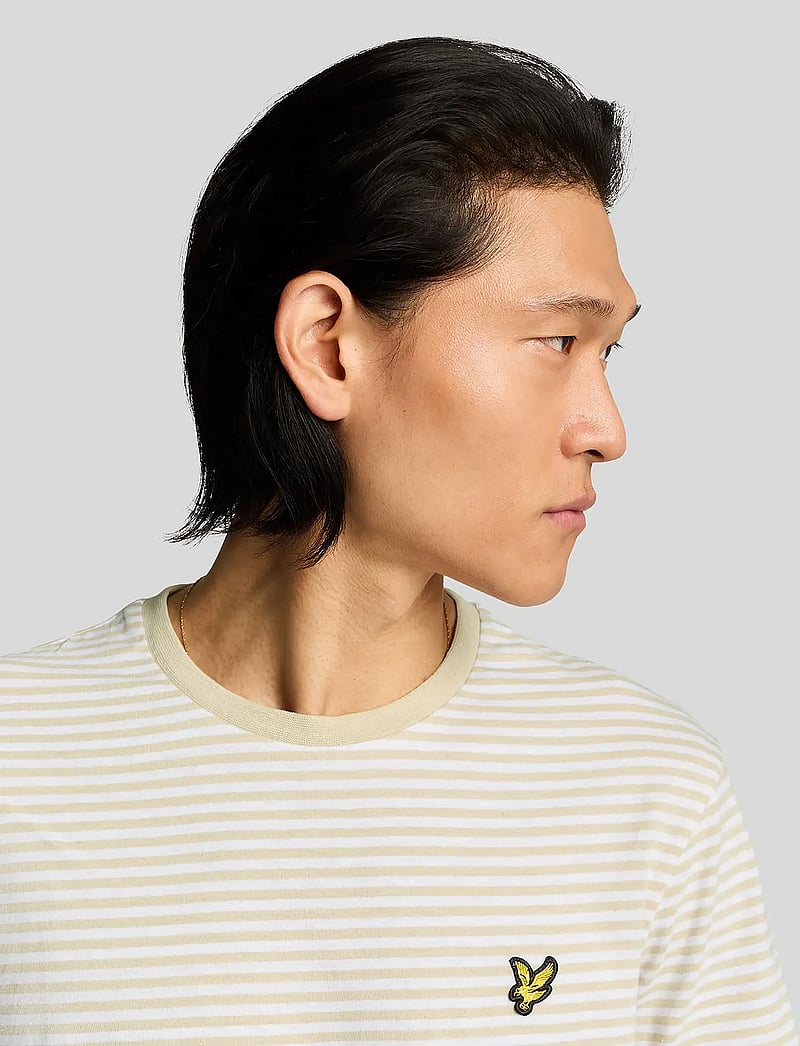 Lyle & Scott - Linen Blend Breton Stripe T-Shirt - kortärmade t-shirts - x675 luna/ white - 4