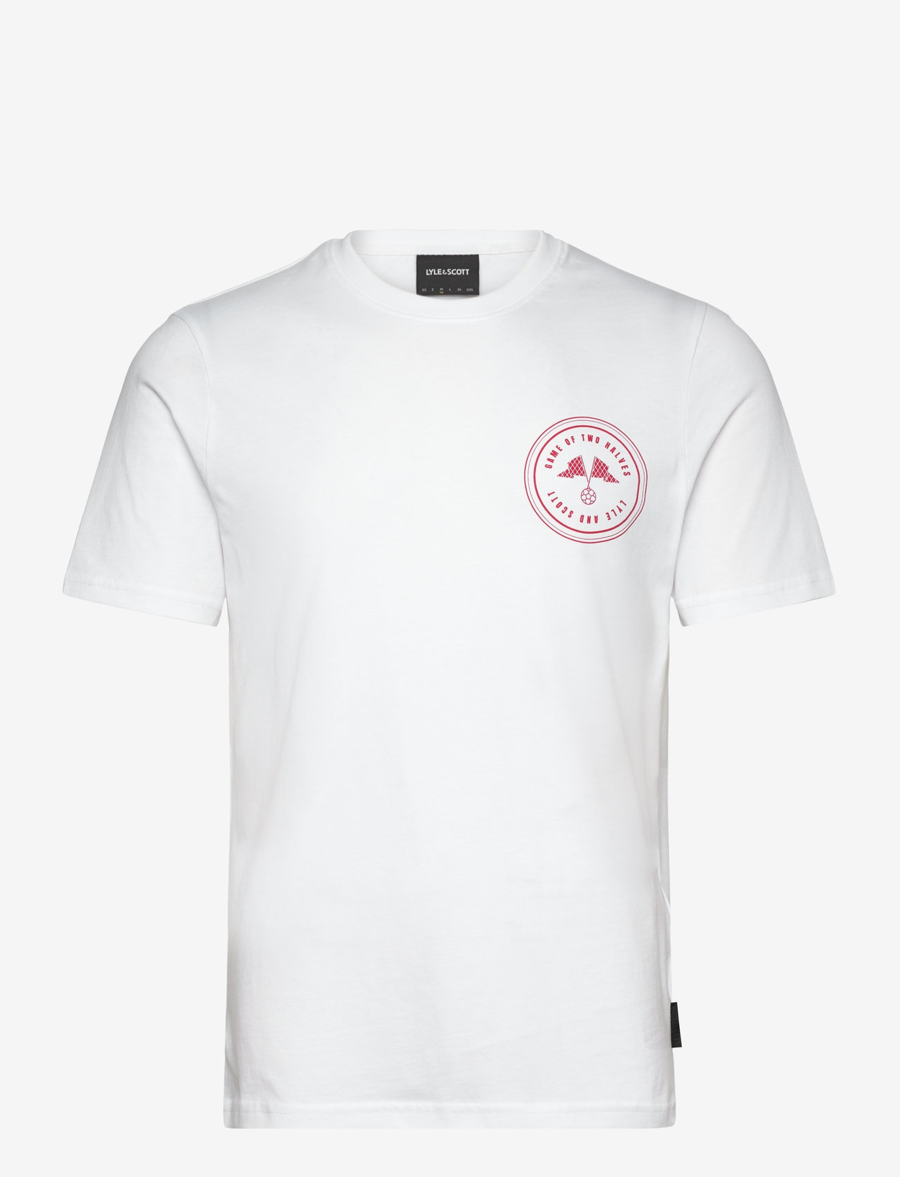 Lyle & Scott - Game of Two Halves Graphic T-Shirt - kortärmade t-shirts - x814 white/ flare red - 1