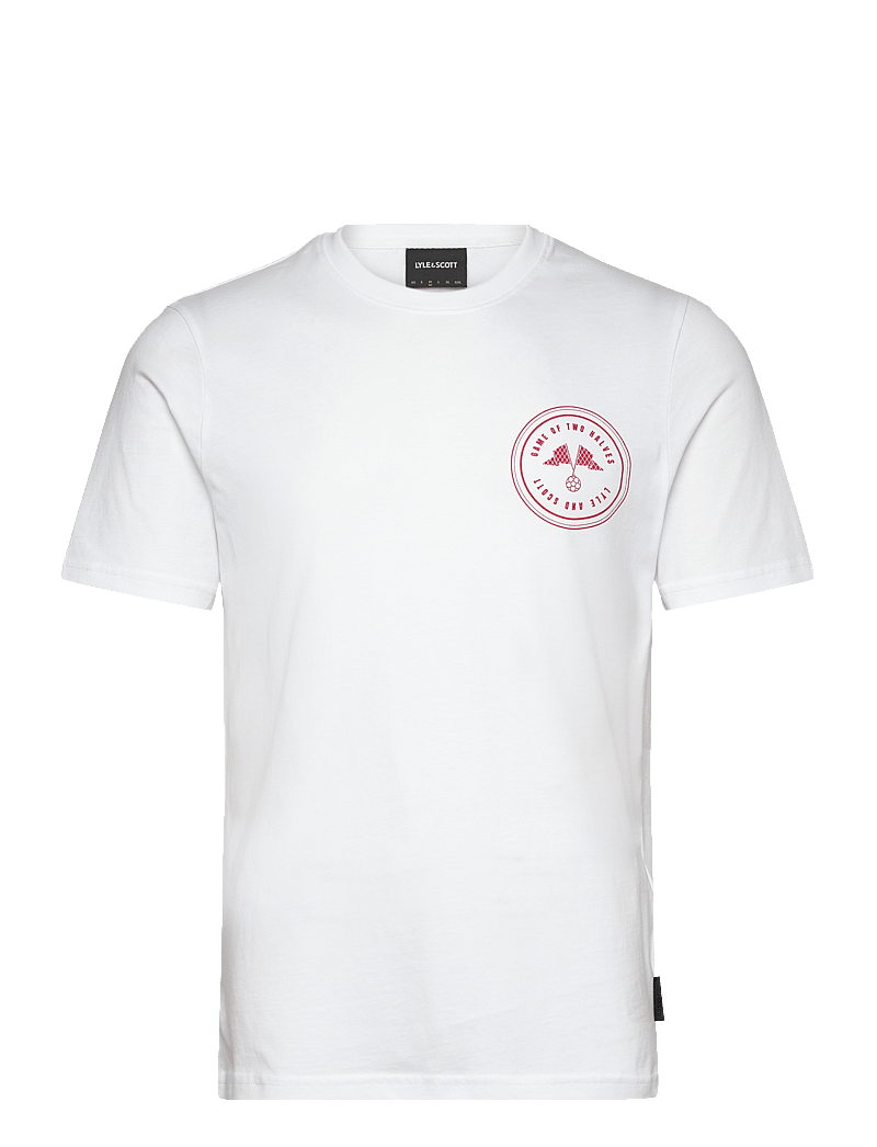 Lyle & Scott - Game of Two Halves Graphic T-Shirt - kortärmade t-shirts - x814 white/ flare red - 1