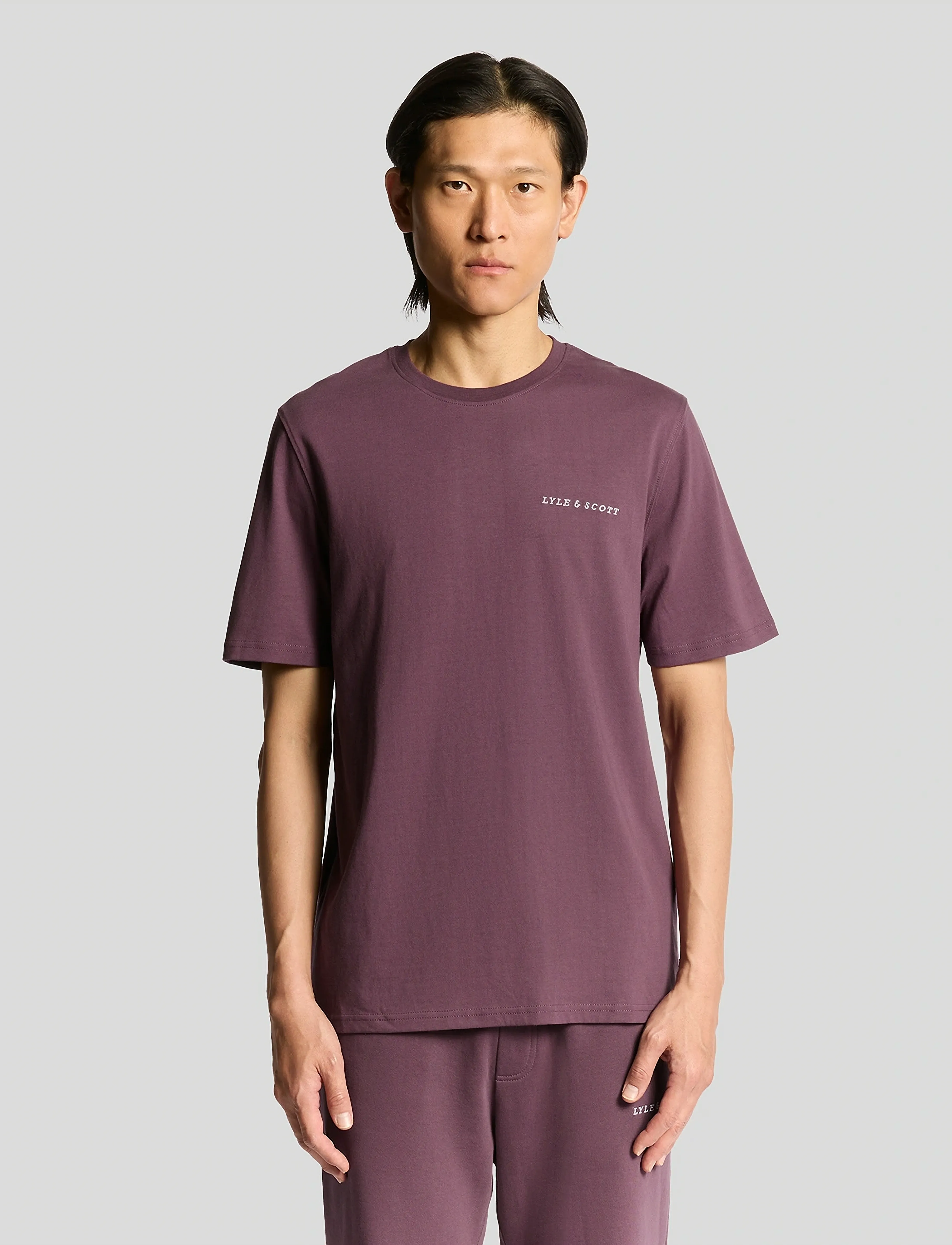 Lyle & Scott Script T-Shirt, XS, T-shirts, Burgunderrot - Short-sleeved, Männerswear