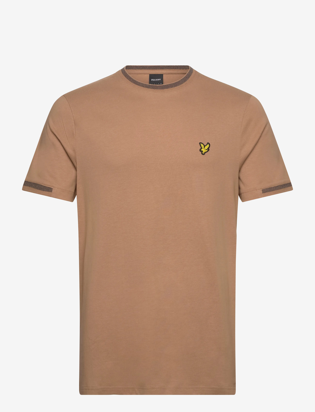Lyle & Scott - Birdseye Half Tipped T-Shirt - kortärmade t-shirts - x946 tigers eye/ dark navy - 1
