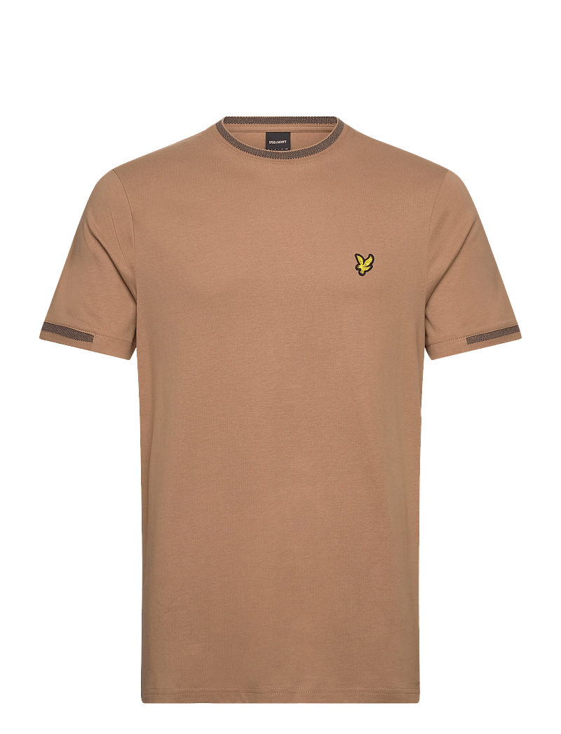Lyle & Scott - Birdseye Half Tipped T-Shirt - kortärmade t-shirts - x946 tigers eye/ dark navy - 1