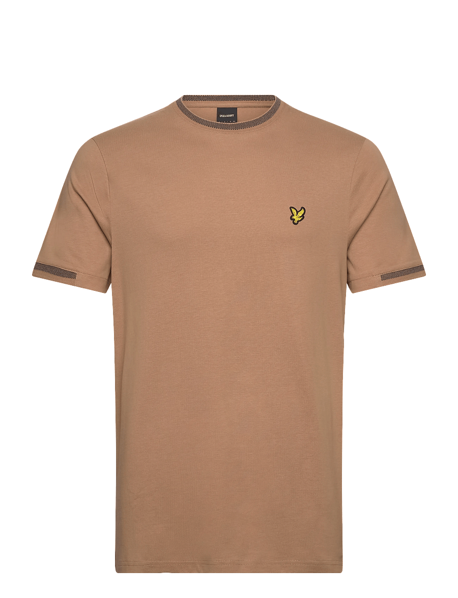 Lyle & Scott - Birdseye Half Tipped T-Shirt - kurzärmelige t-shirts - x946 tigers eye/ dark navy - 1