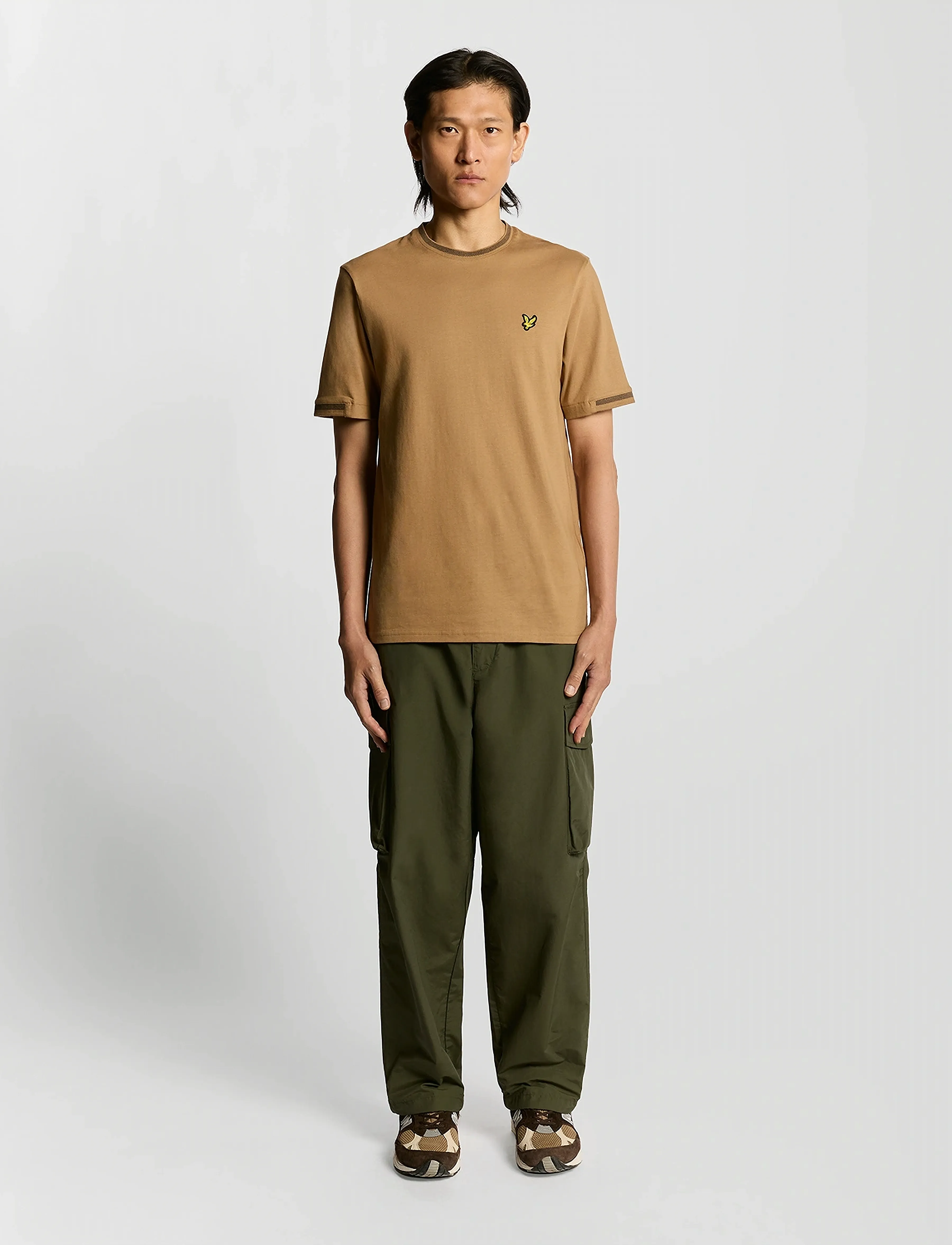Lyle & Scott Birdseye Half Tipped T-Shirt - Deals - X946 TIGERS EYE/ DARK NAVY / beige